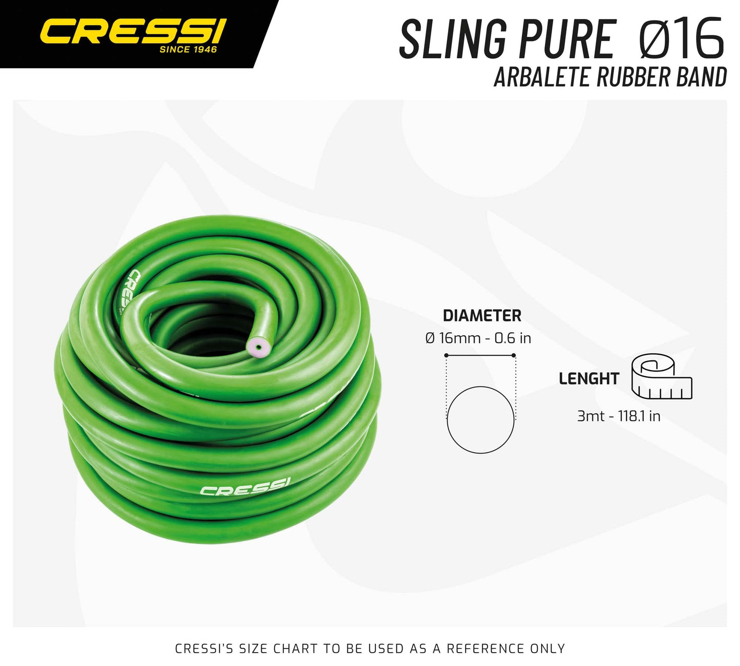 Cressi Pure Rubber Band Roll,Green,16x3000 mm
