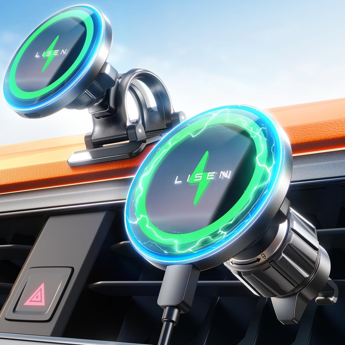 LISEN for Magsafe Car Mount Charger [15W Top Charge] Magnetic Car Phone Holder for iPhone 17 Pro Max Wireless Charger Phone Holder For iPhone 17 Pro