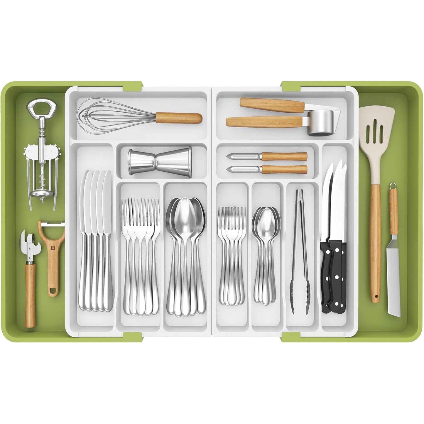 Lifewit Extra Large Cutlery Drawer Organiser, Expandable to 36 Inches Utensil Tray for Kitchen, Adjustable Silverware and Flatware Holder, Compact