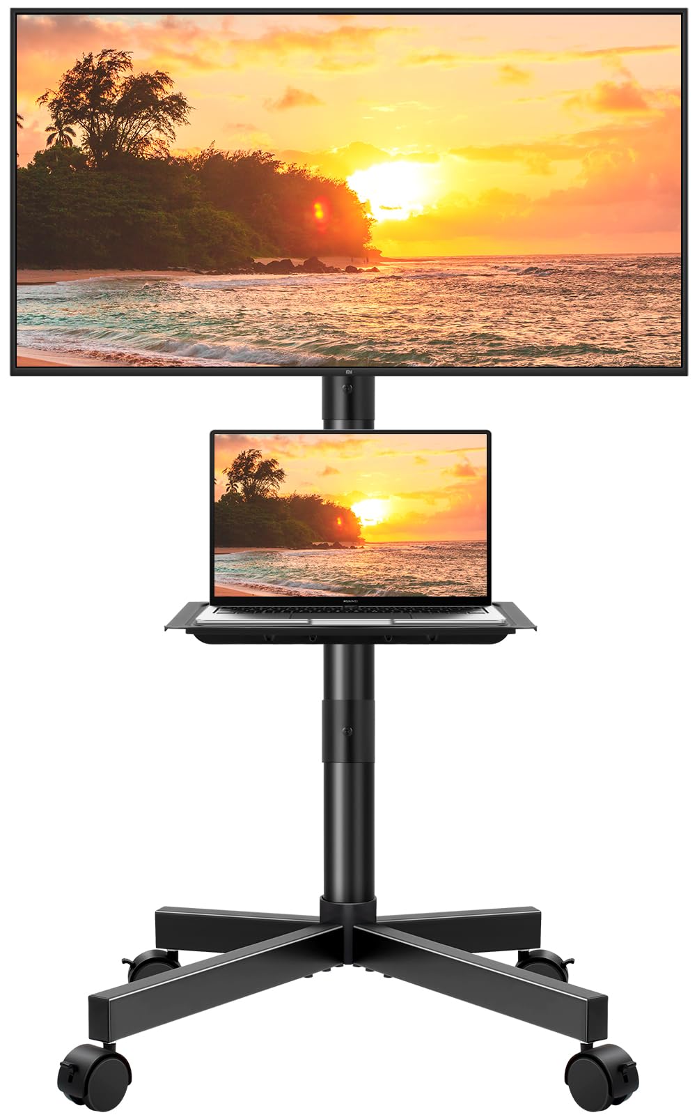KKTONER Mobile TV Cart for 23 to 60-inch LCD LED Flat Screen/Curved TVs Floor TV Stand on Wheels with Height Adjustable Shelf Max VESA 400x400mm