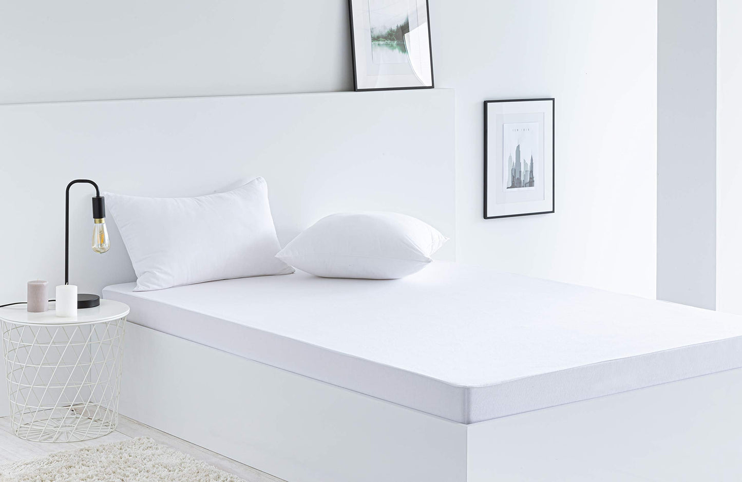 Todocama Cotton Mattress Protector, Bed 180 x 190/200 cm