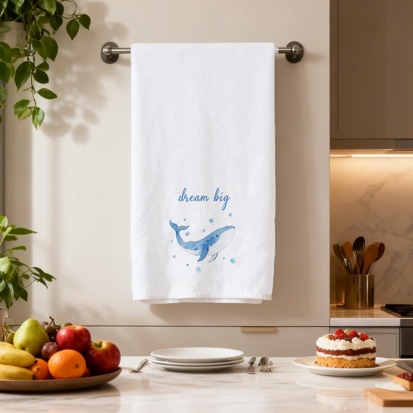 Yeeaulpa Whale Gifts Kitchen Towel,Whale from the Sea Towel,Birthday Present for Women,Sailing Marine Biology Gifts,Sea Swimming Presents,Nautical