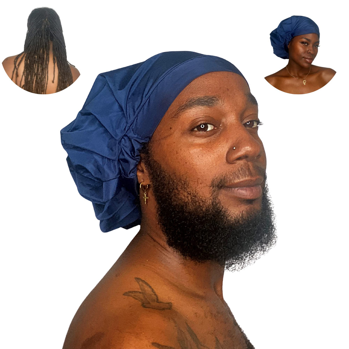 TTAT Shower Cap Extra Large for Men & Women With Braids, Dreadlocks, Locs, Afro, Coily, and Long Hair, Waterproof, Washable, Reusable & Adjustable,
