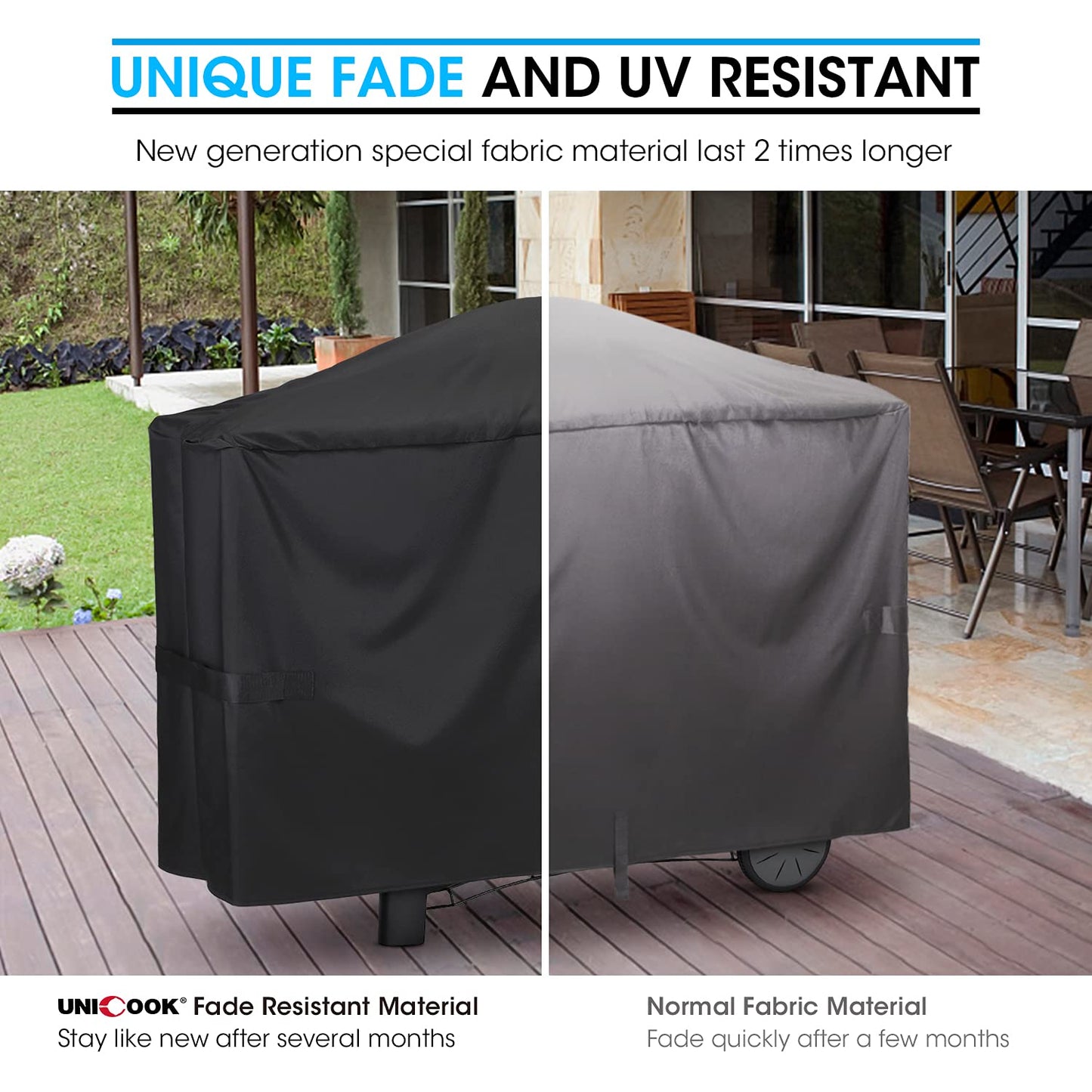 Unicook Grill Cover for Weber Q2000 Q300 Q3000 Q3200 Series Grills, Compared to Weber 7112, Heavy Duty Waterproof Full Length BBQ Grill Cover 57 Inch,