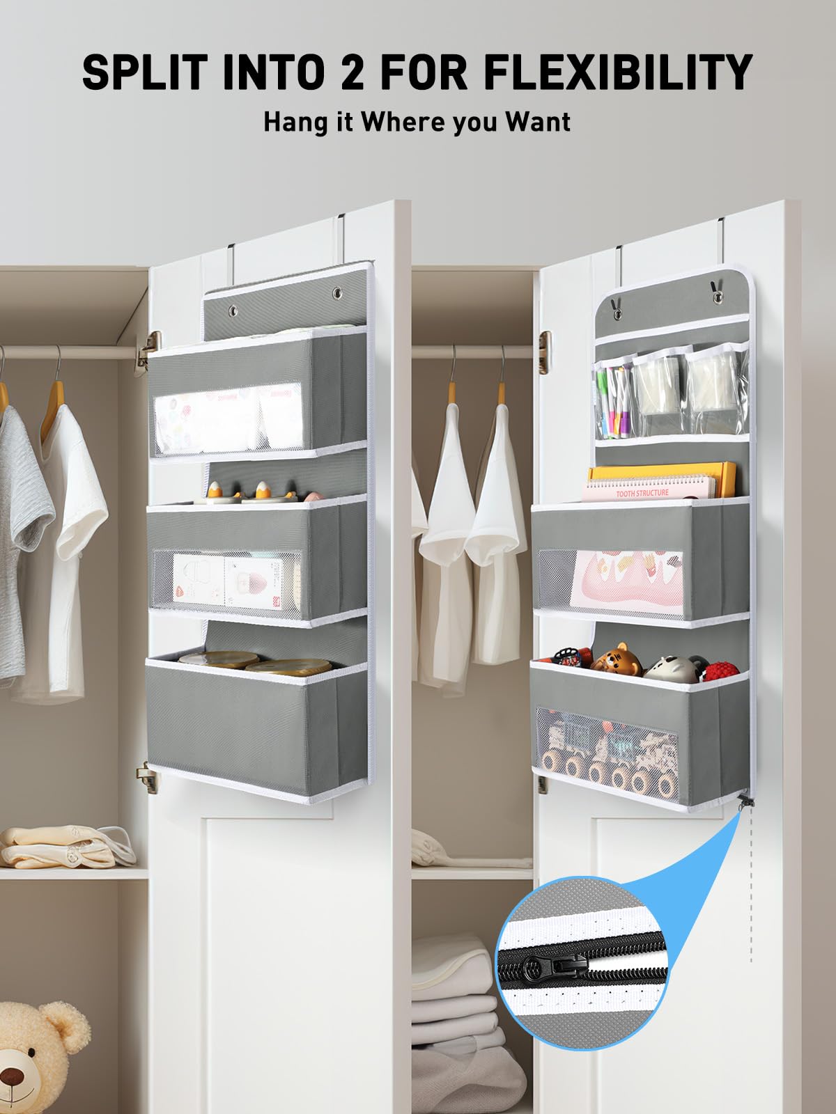Yecaye Over the Door Organiser, 6-Tier, Grey, 1 Pack