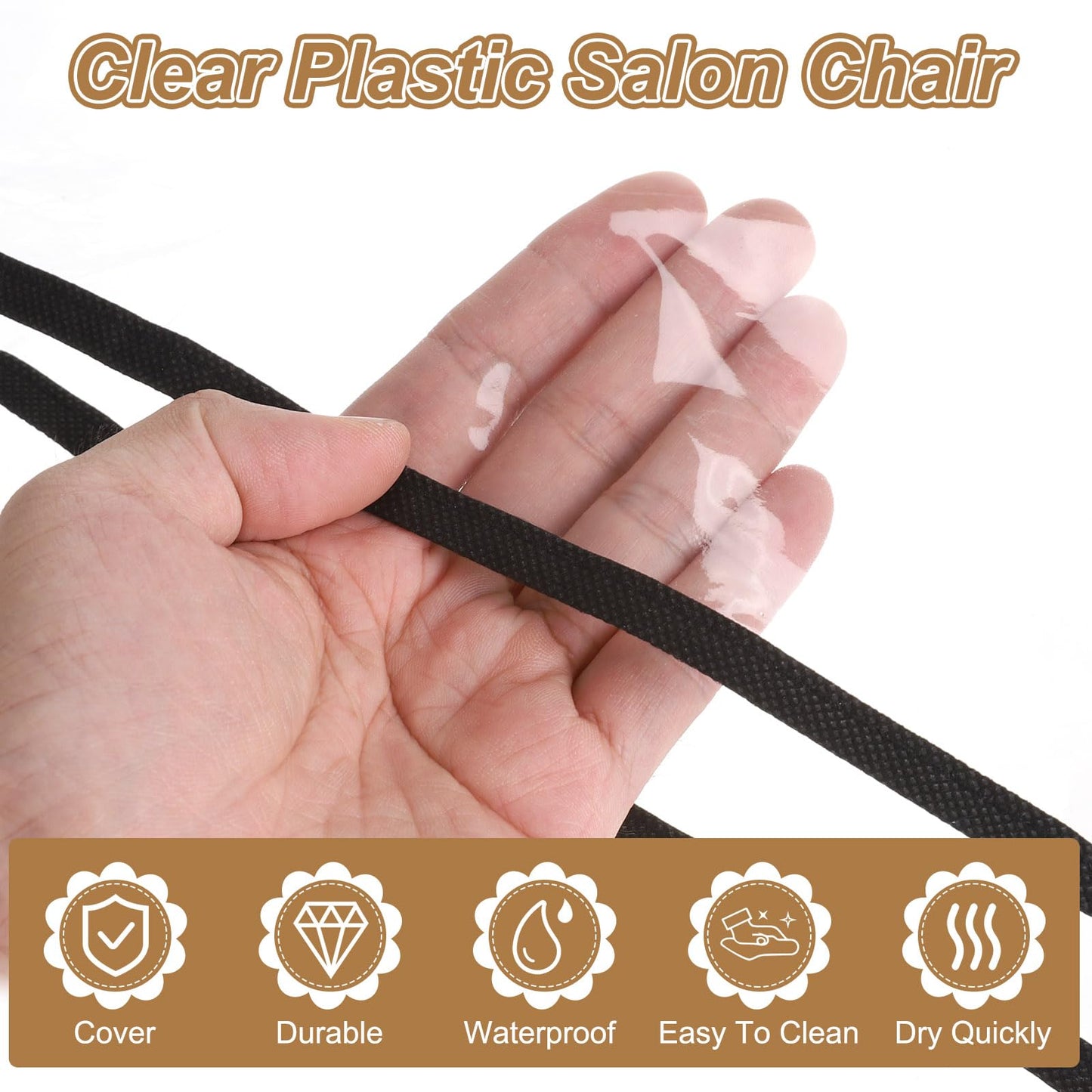sourcing map Salon Chair Cover, 20" x 16" x 5" Clear Plastic Chair Back Cover Protectors Waterproof Seat Slipcovers for Most Standard Salon