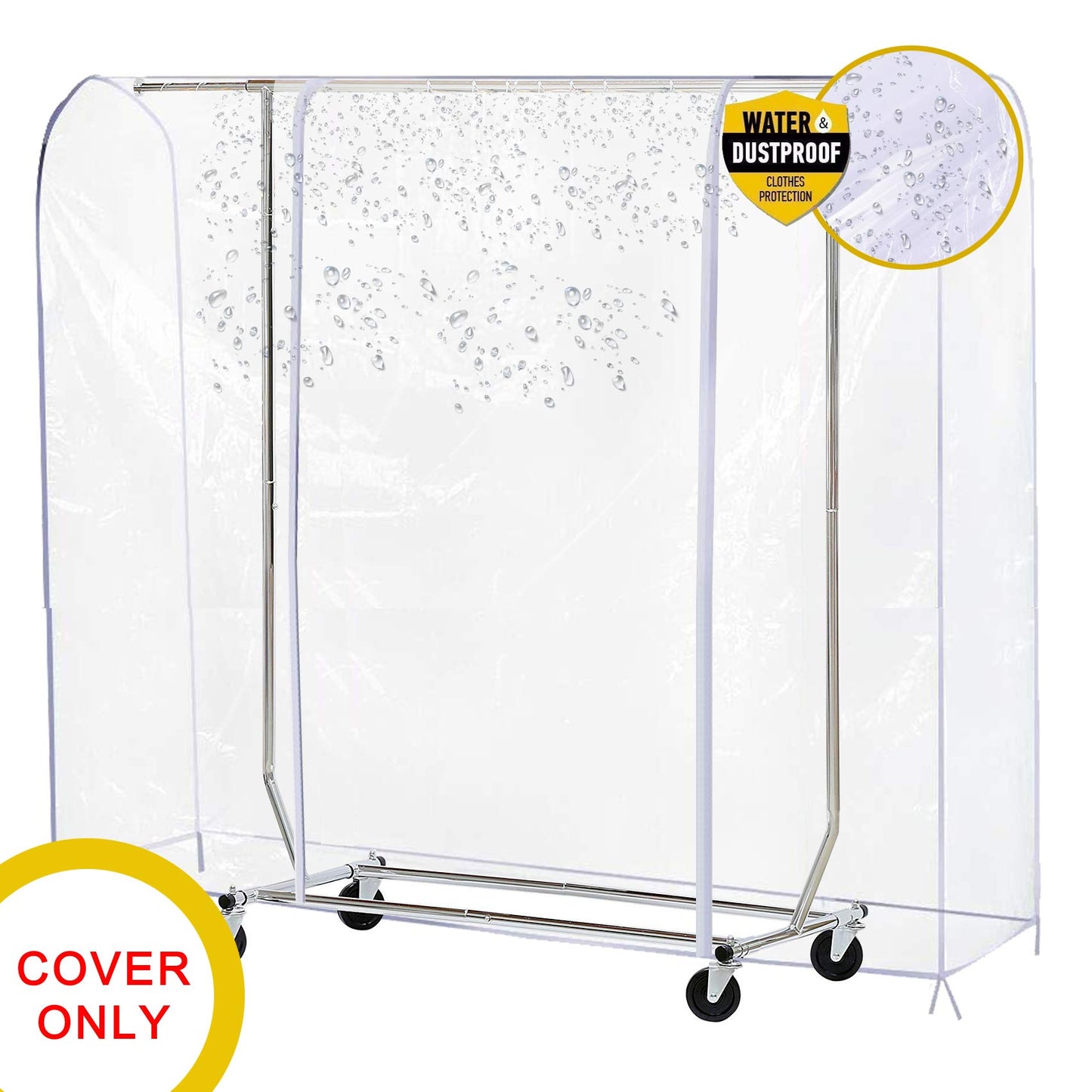 Ruibo Clear Clothes Rail Cover with 2 Durable Zippers Waterproof Dustproof Small Size 47.2" x 20" x 60"