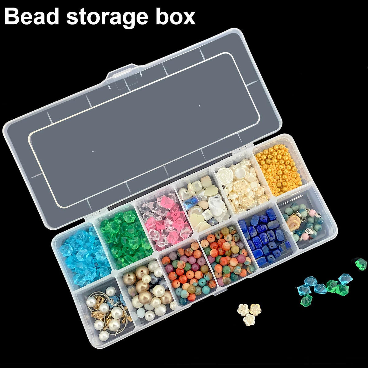 DARUITE Fishing Tackle Box, 12 Grid Plastic Organiser Box with Compartments