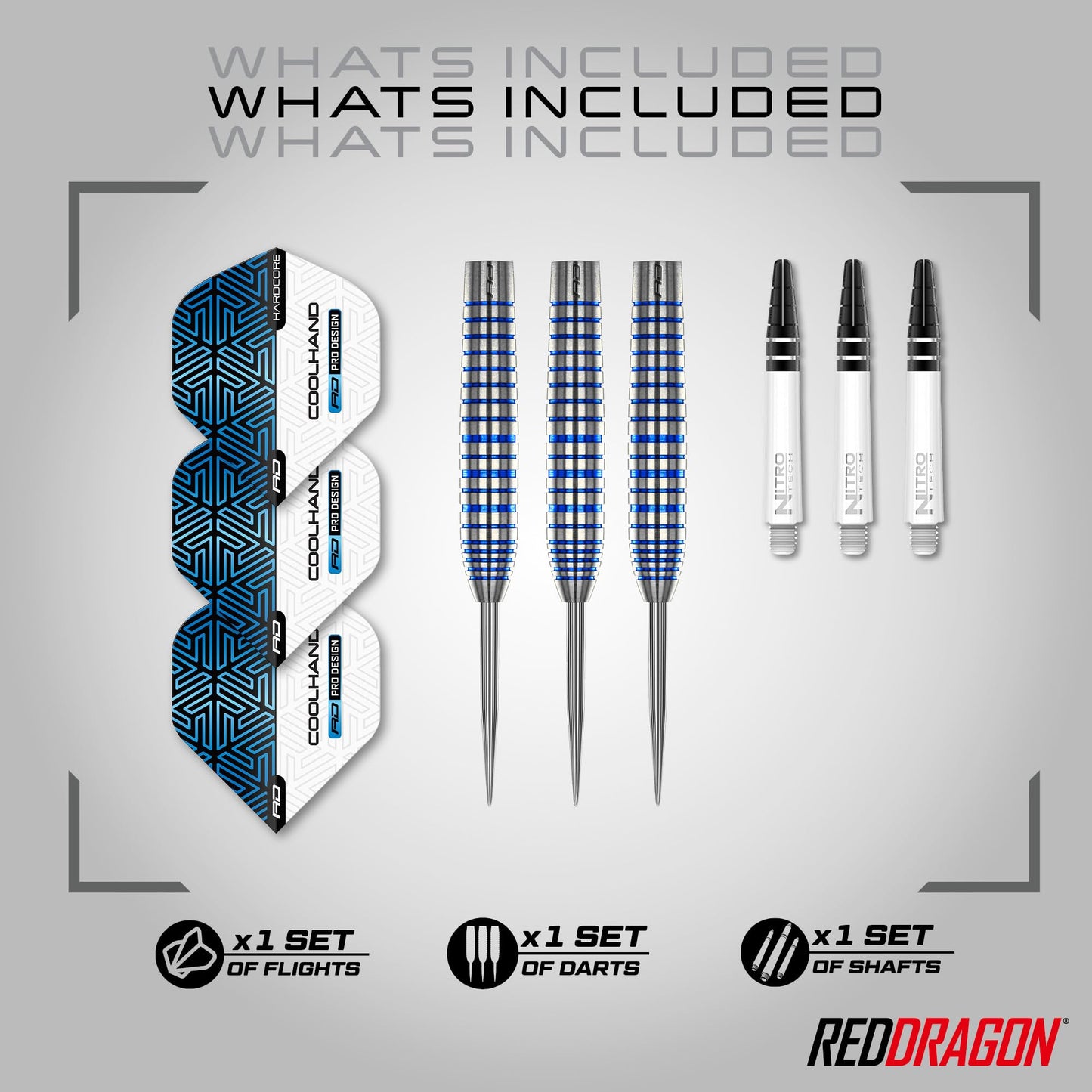 RED DRAGON Luke Humphries TX3 Cool Blue SE 22 Gram Premium Tungsten Steeltip Darts Set with Flights and Stems