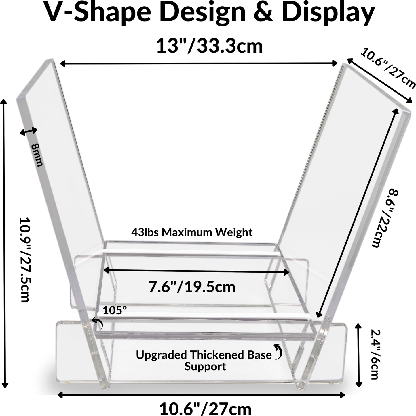 Honygebia Acrylic Vinyl Record Holder - Clear Record Album Holder, V-Shaped Vinyl Record Storage Racks, Album Holders for Vinyl Records