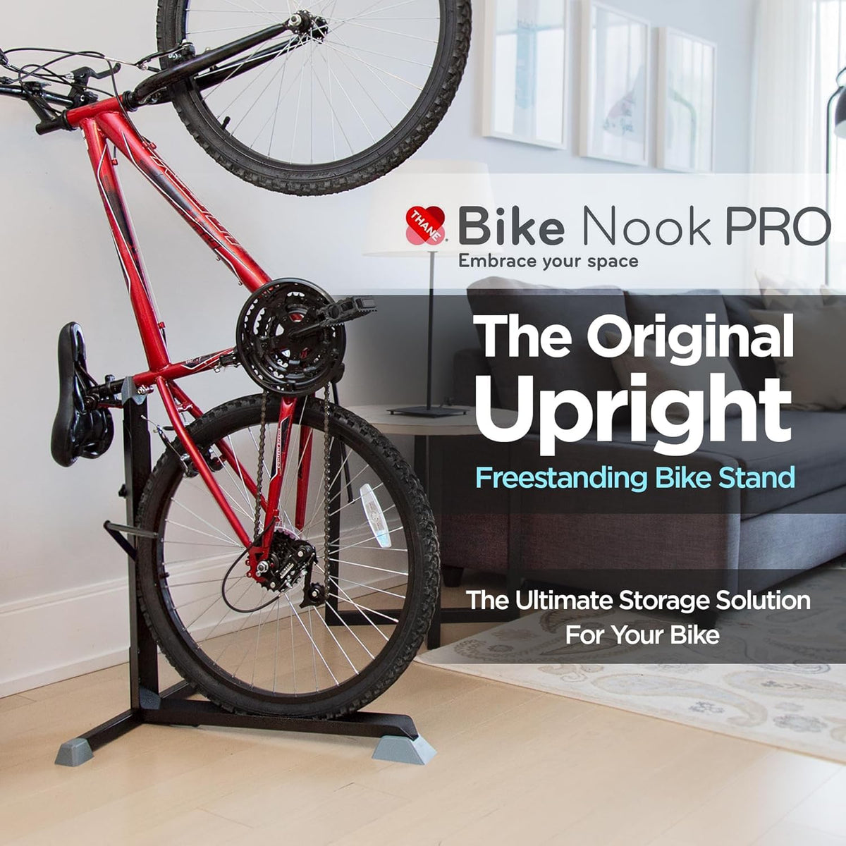 Bike Nook Stand & Vertical Storage Rack - The Original Vertical Bicycle Floor Stand for Garage Storage and Indoor and Outdoor use, Perfect Bike