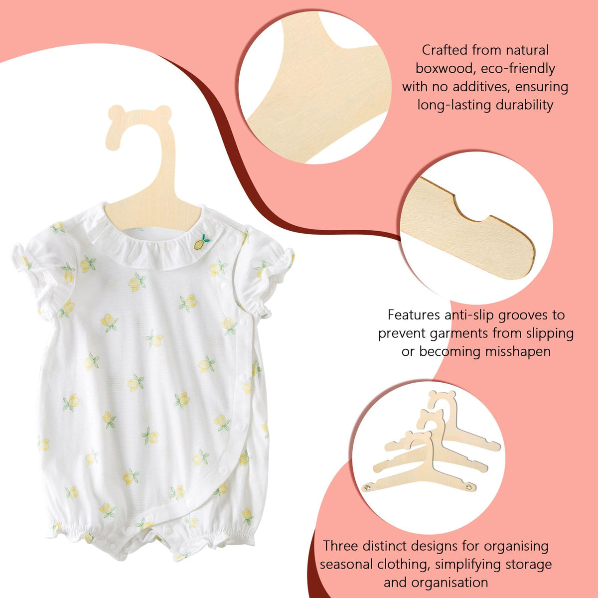30 Pcs Baby Hangers, Wooden Coat Hangers, Baby Hangers for Clothes, Baby Coat Hangers Wooden