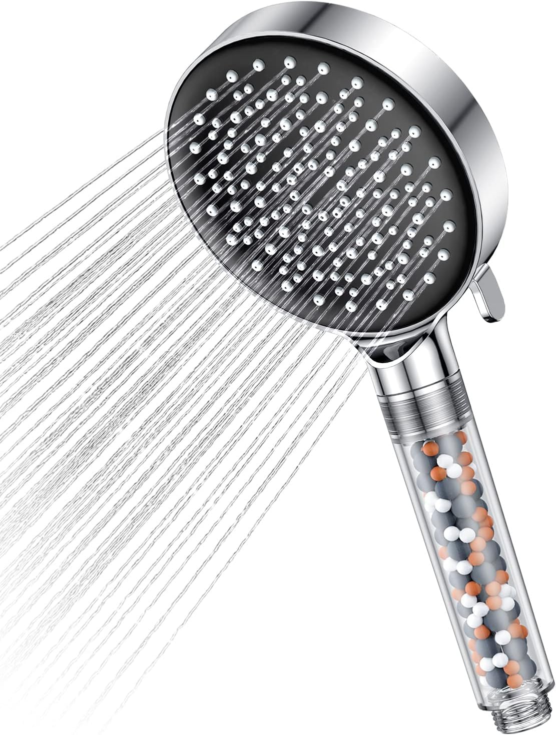 Shower Head High Pressure with Filter - YEAUPE Handheld Water Saving 6 Adjustable Spray Modes Rain Shower Heads with Anti-limescale Silicone Nozzles