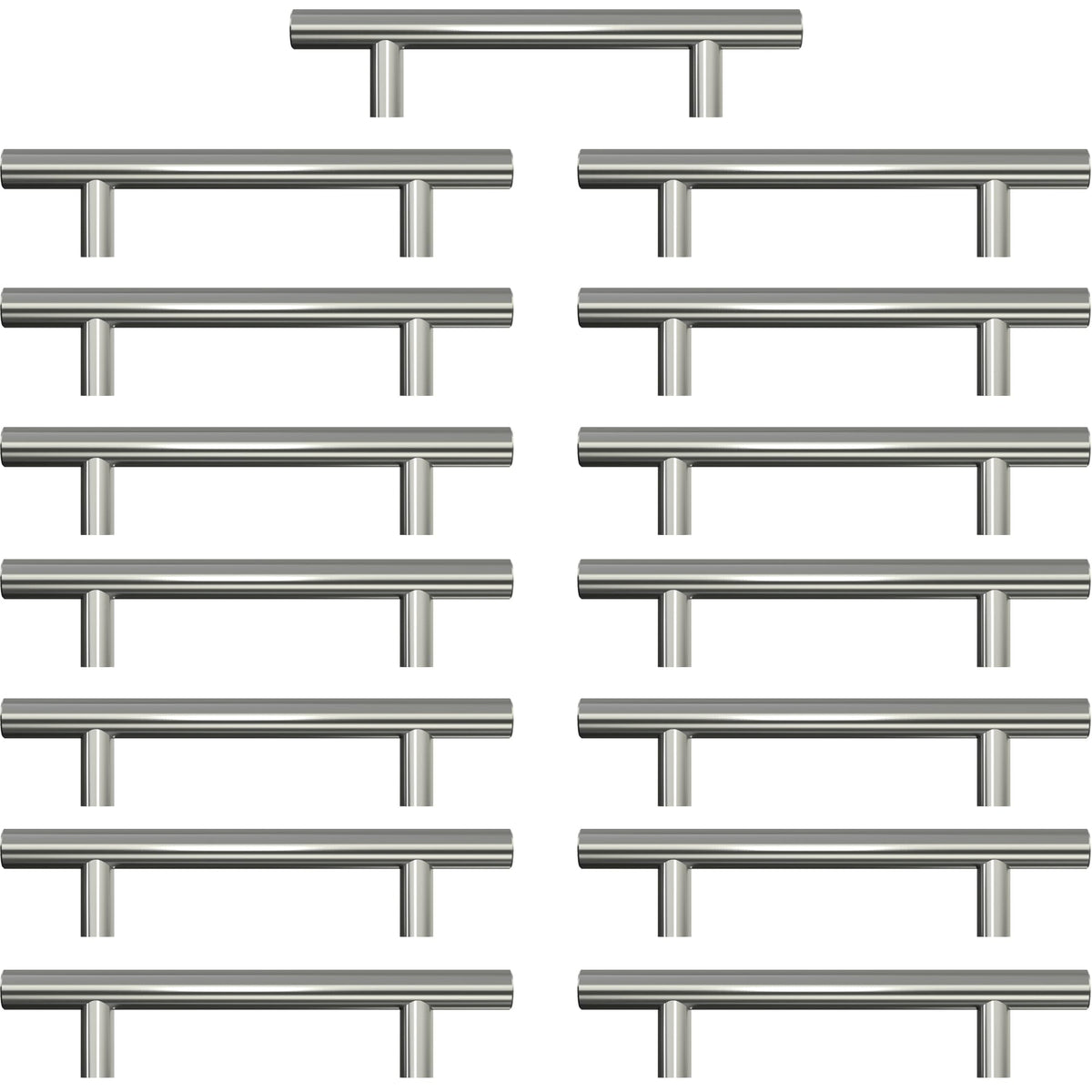 AwmnSrman Kitchen Cupboard Handles Silver 15 Pack 96 mm(3,78 inch) Hole Center, Brushed Finish Stainless Steel Installation of Holes