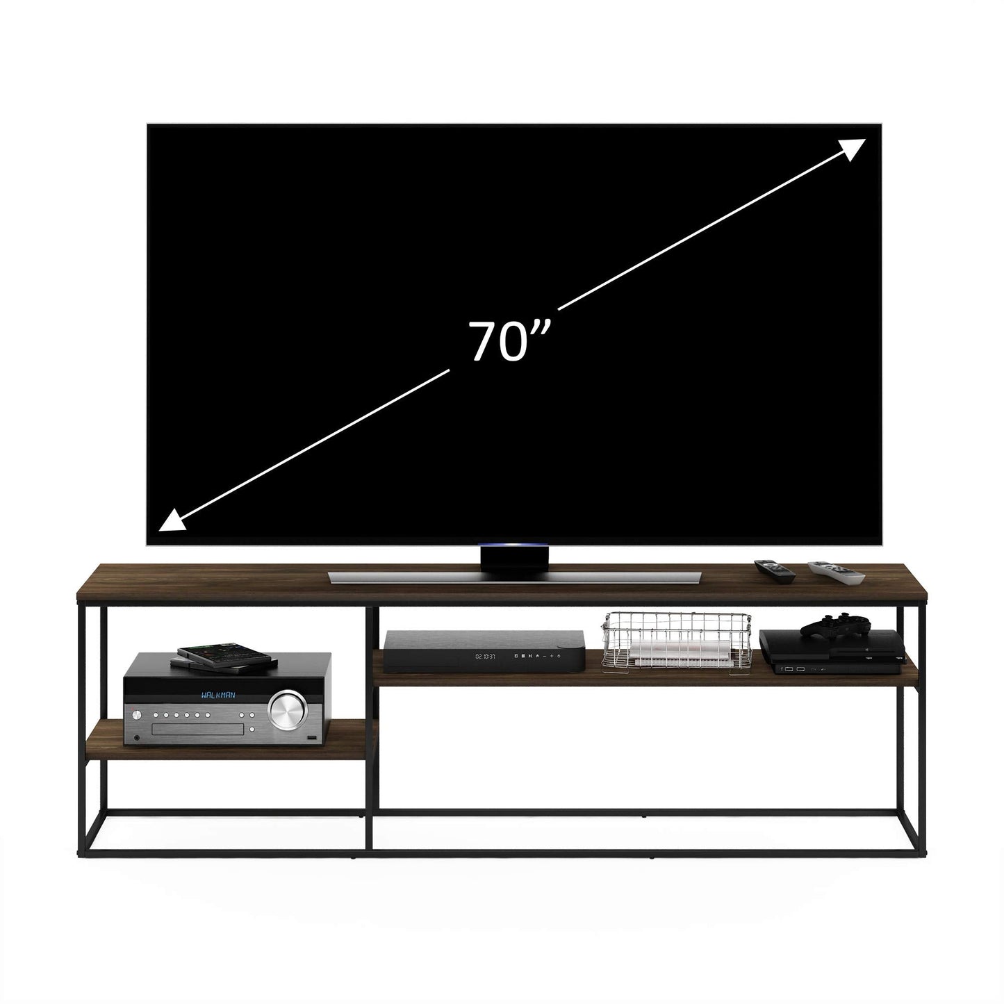 Furinno MORETTI Modern Lifestyle TV Stand, Entertainment Center for TV up to 78 Inch, for Living Room, Bedroom, Brown Walnut