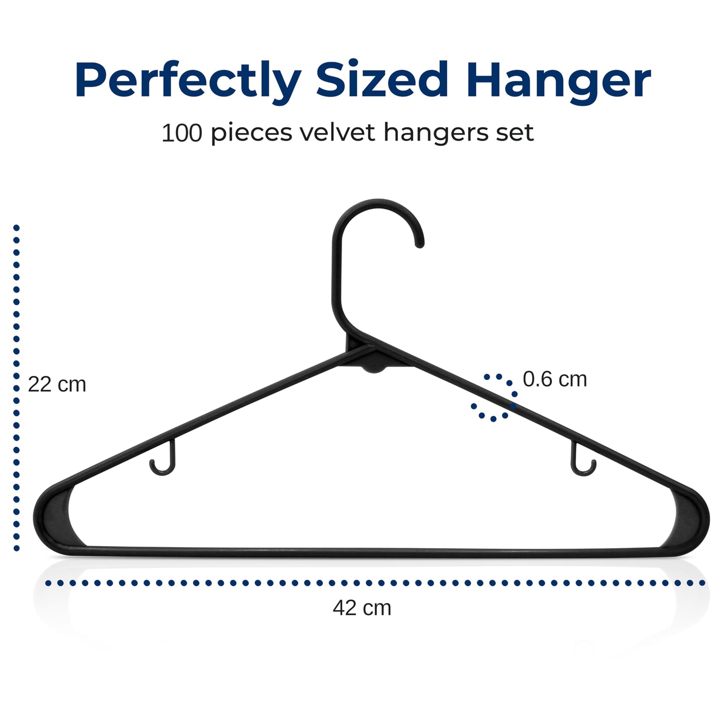 SereneLife Plastic Hangers 100 pcs, Non-Slip Heavy Duty Clothes Hanger Set with 360° Swivel Hook, Smooth Finish to Protect Fabric, Lightweight