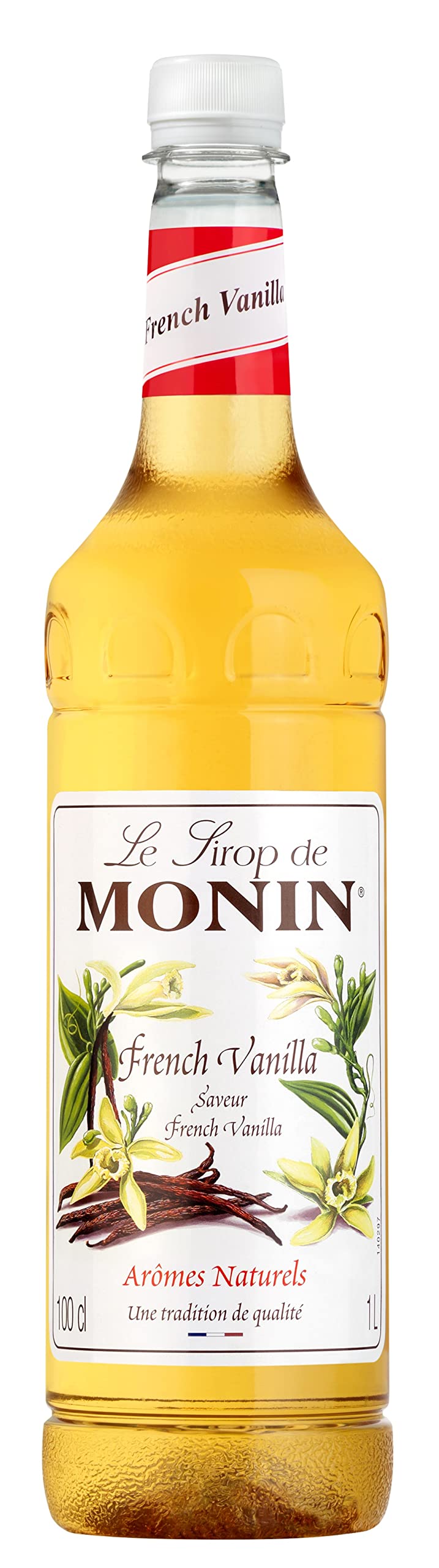 MONIN Premium French Vanilla Syrup 1L for Coffee and Cocktails. Vegan-Friendly, Allergen-Free, 100 Percent Natural Flavours and Colourings
