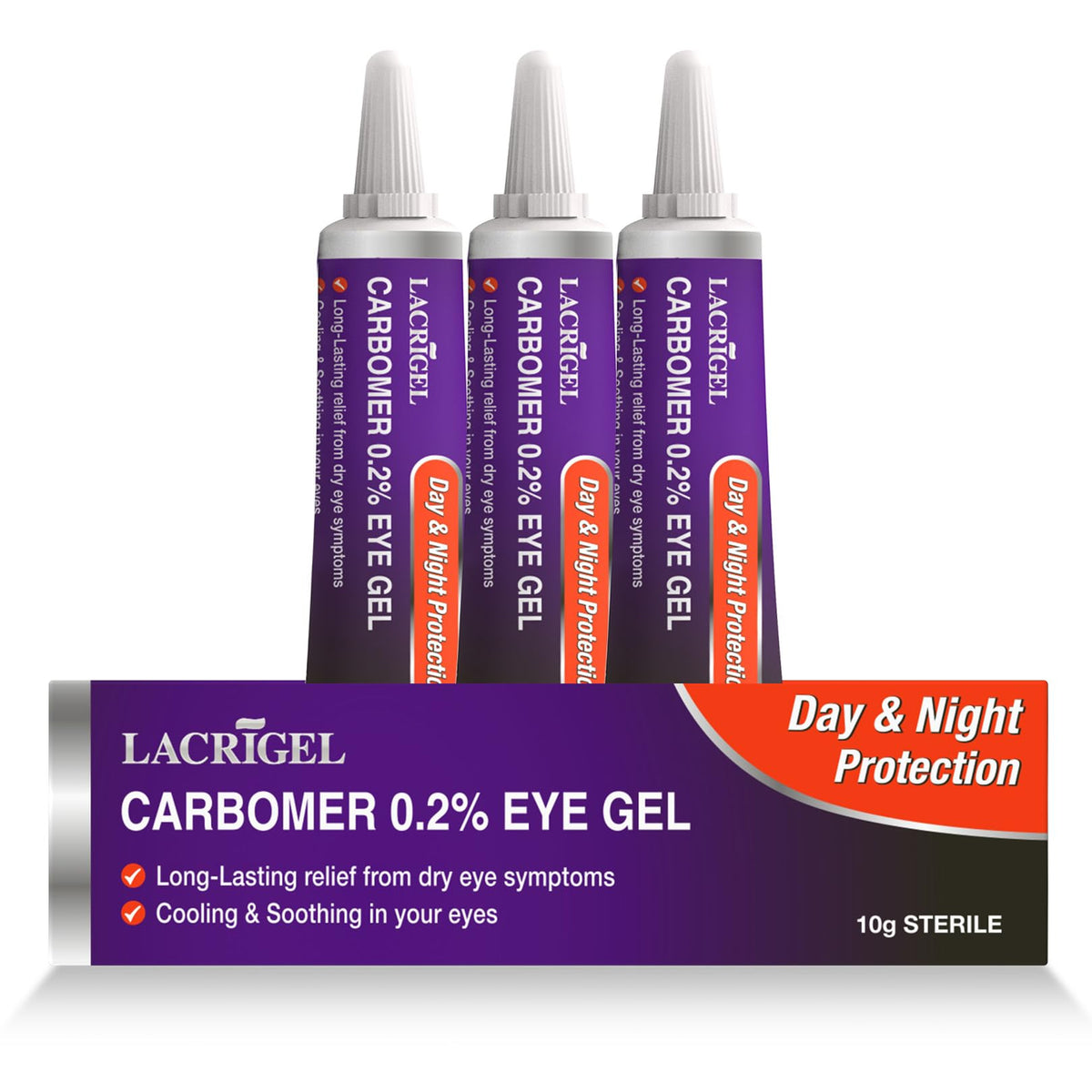 Lacrigel CARBOMER 0.2% - Eye Gel for Dry, Tired, and Red Eyes - Soothes Irritation, Reduces Soreness - 24x7 Day and Night Protection - Safe and