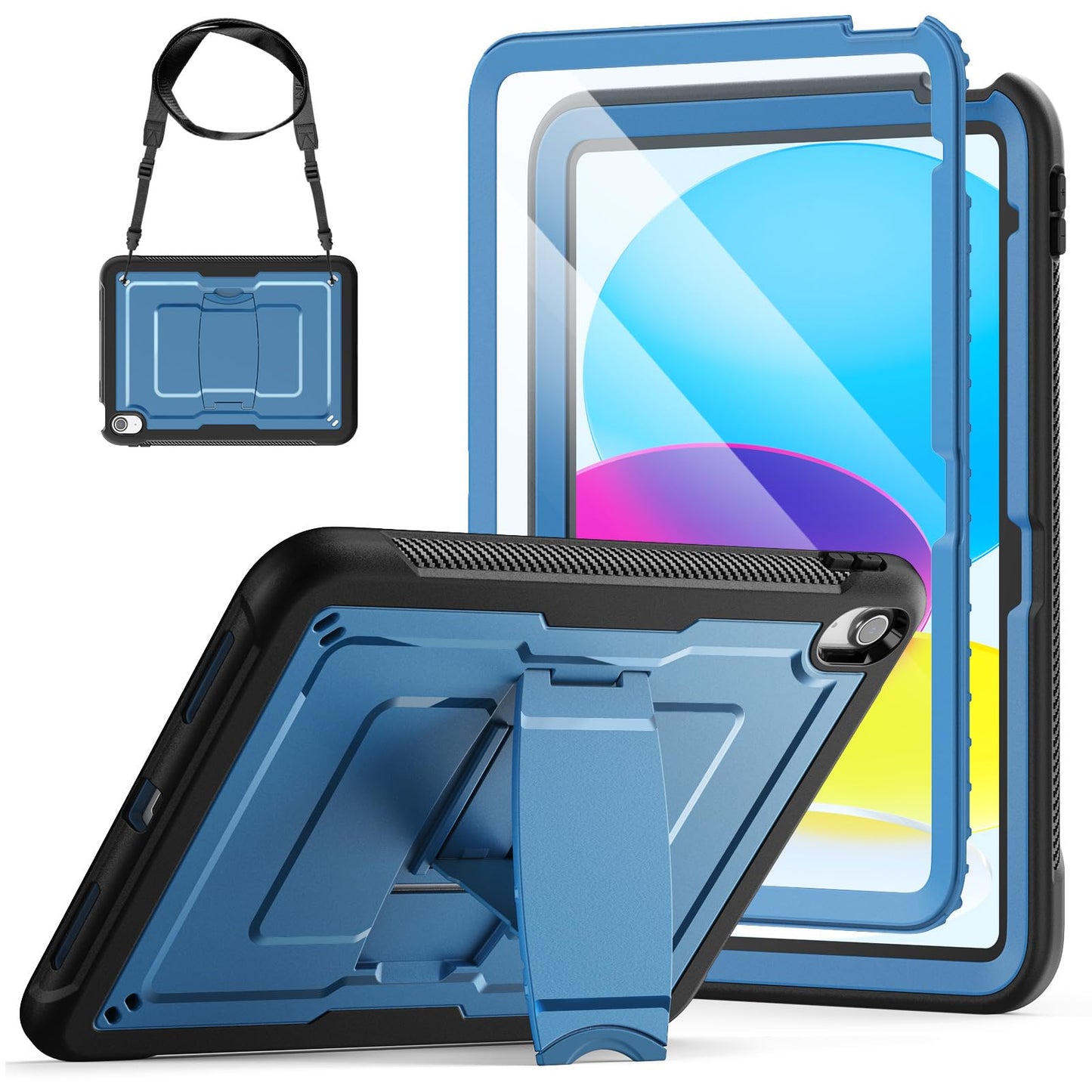 SEYMAC stock Case for iPad (A16) 11th/10th Generation 11''/10.9'' 2025/2022, Full Body Shockproof Cover with Screen Protector, Foldable Stand &