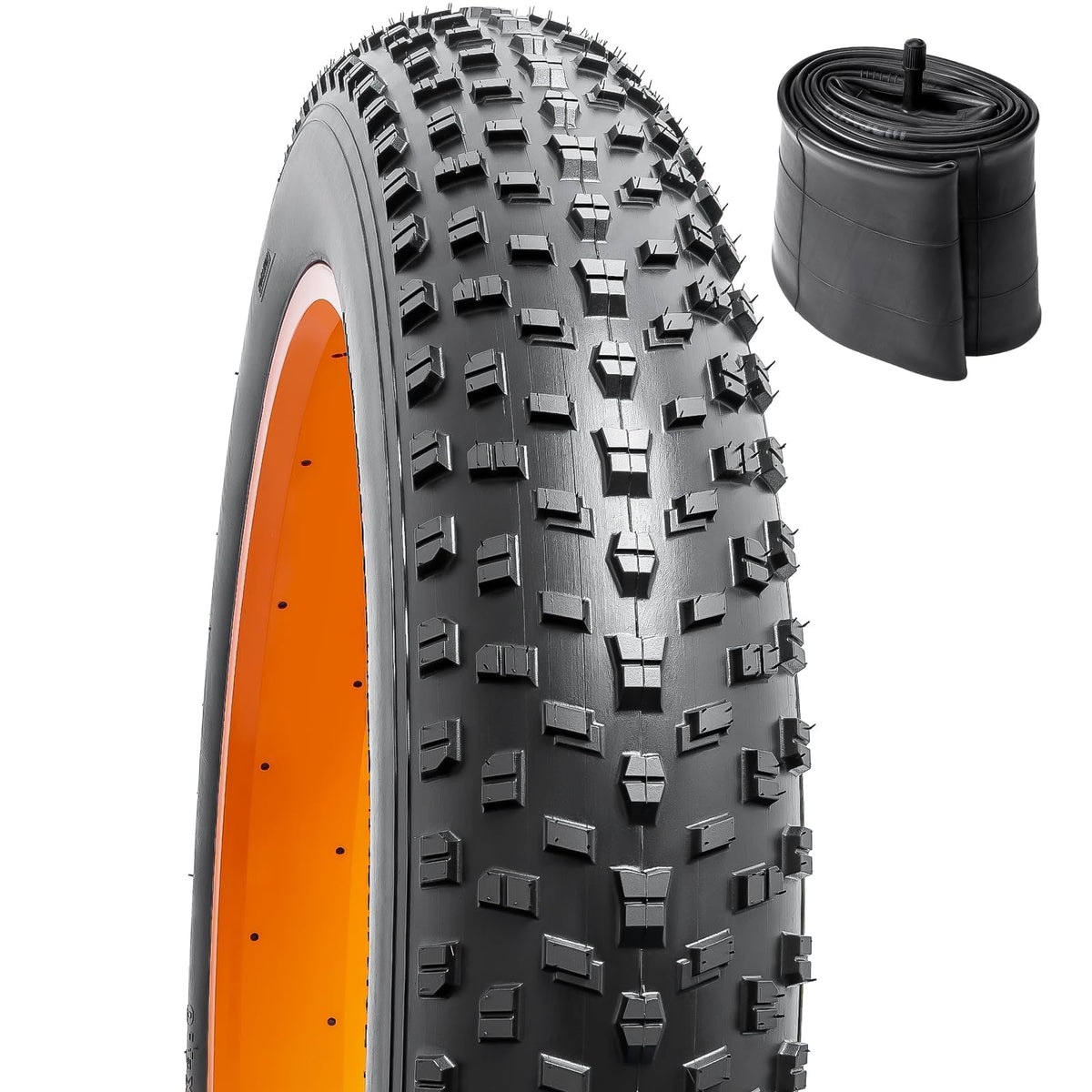 YunSCM 1-PC 26" Foldabel Bike Fat Tyre 26x4.0 ETRTO 100-559 with 26 inch Heavy Duty Inner Tube 26x4.0/4.50 AV32mm Schrader Valve, Compatible with