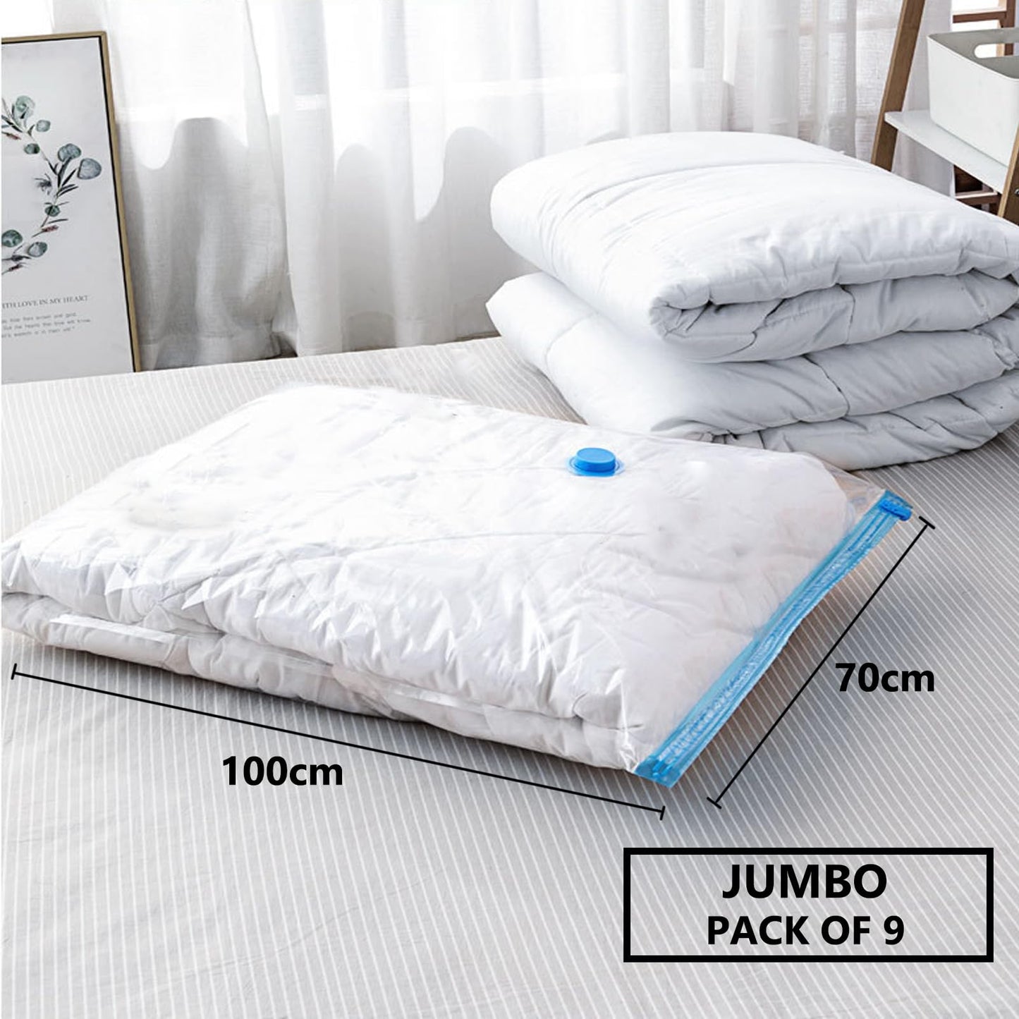 Vacuum Storage Bags for Clothes - 6 Pack 60 X 80cm Reusable Clothes Storage Bags Vacuum Sealer Bags with Double Zip Seal Travel Space Saver Bags for