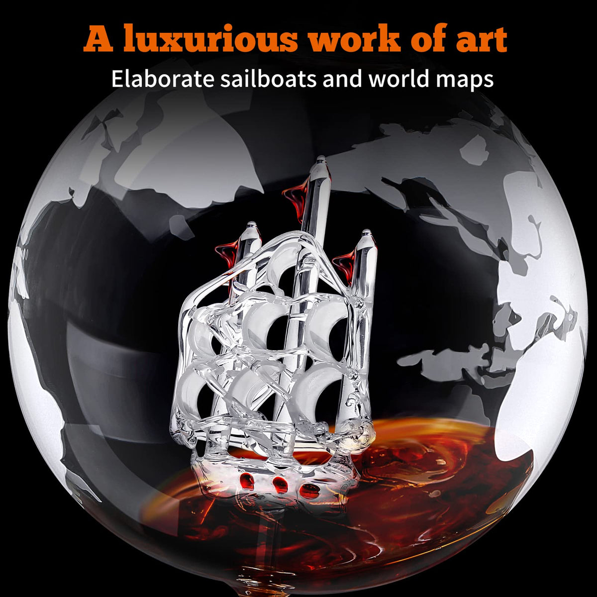 Whiskey Decanter and Glass Set,Globe Decanter,Whiskey Decanter Set,Decanter and Glasses Set,Whisky Decanter for Men,Whiskey Gift Sets for Men,Includes