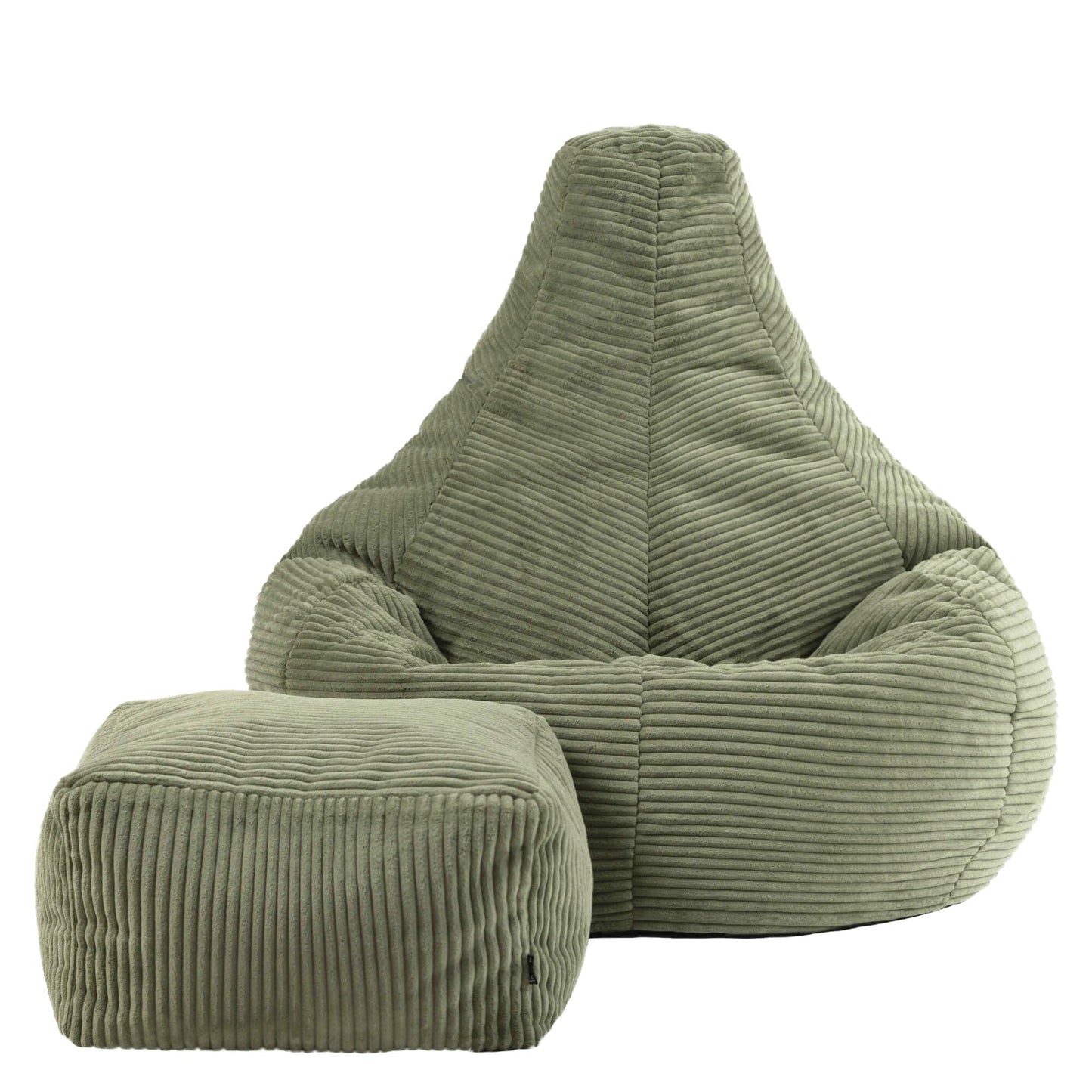 icon Dalton Cord Bean Bag & Footstool with Filling Included, Green