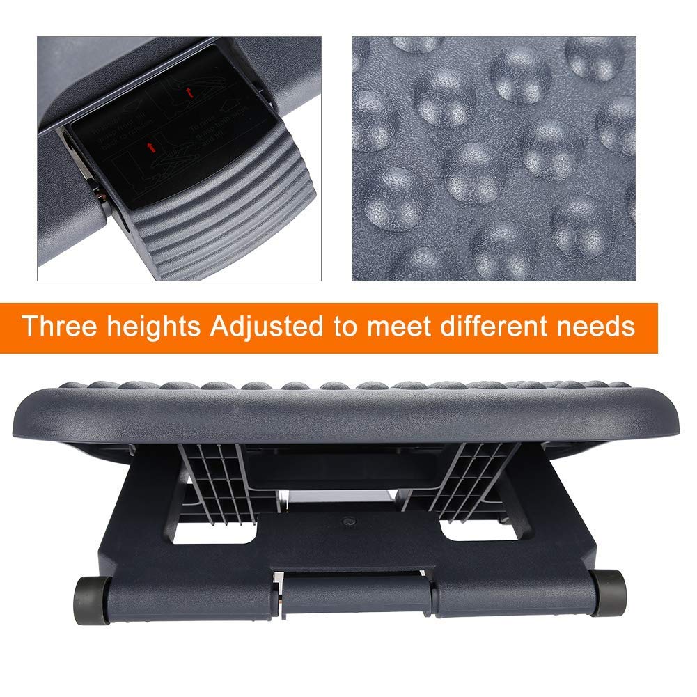 Ergonomic Foot Rest Under Desk, Height Adjustable Plastic Footrest with Massage Point for Office Home