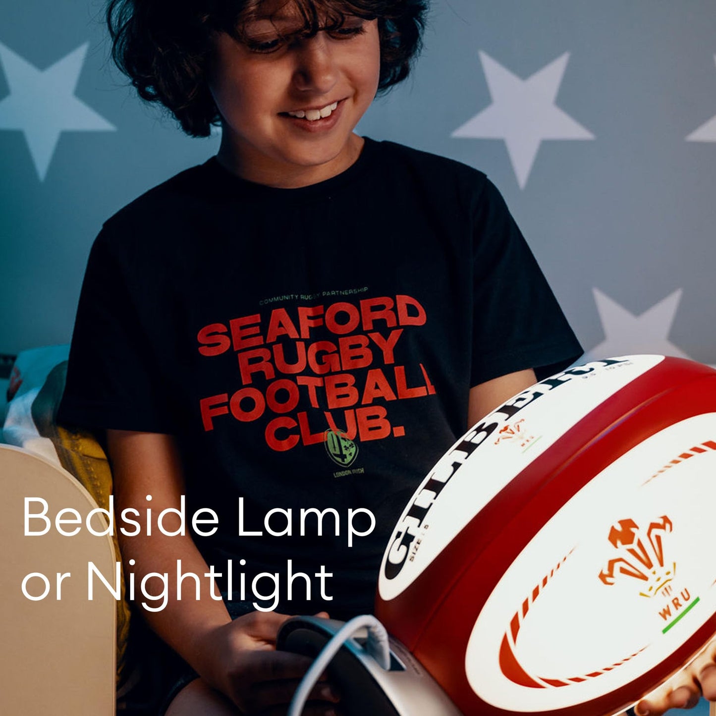 Gilbert Rugby Ball Night Light - Wales WRU Licensed, Adults & Kids, Bedroom Lamp