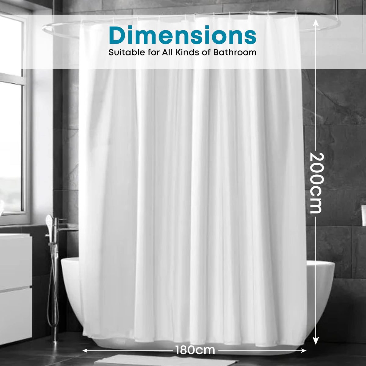 Blue Canyon Extra Long Shower Curtains | 100% Polyester Shower Curtain | Anti-Bacterial Surface Treatment | Water Repellent| Weighted Hem