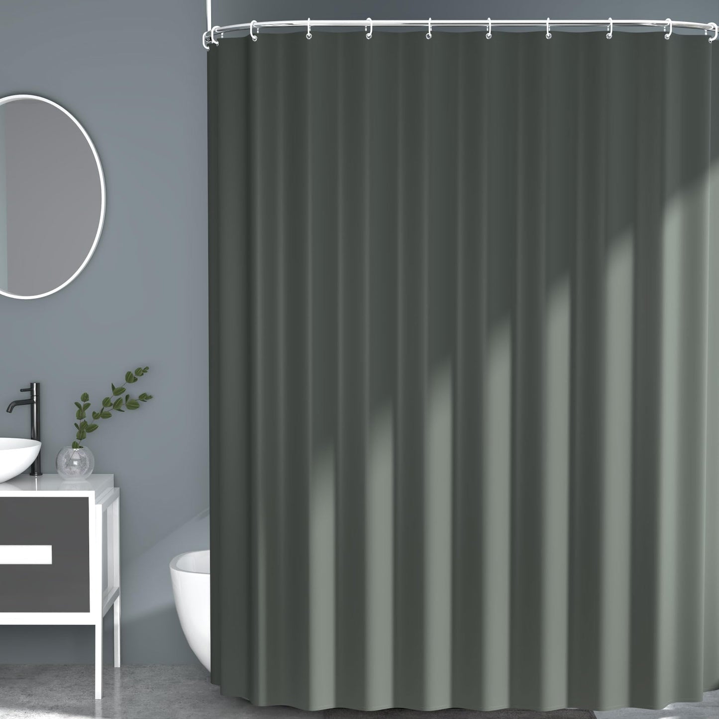 AwmnSrman Grey Shower Curtain - Shower Curtains for Bathroom with 12 Shower Curtains Hooks