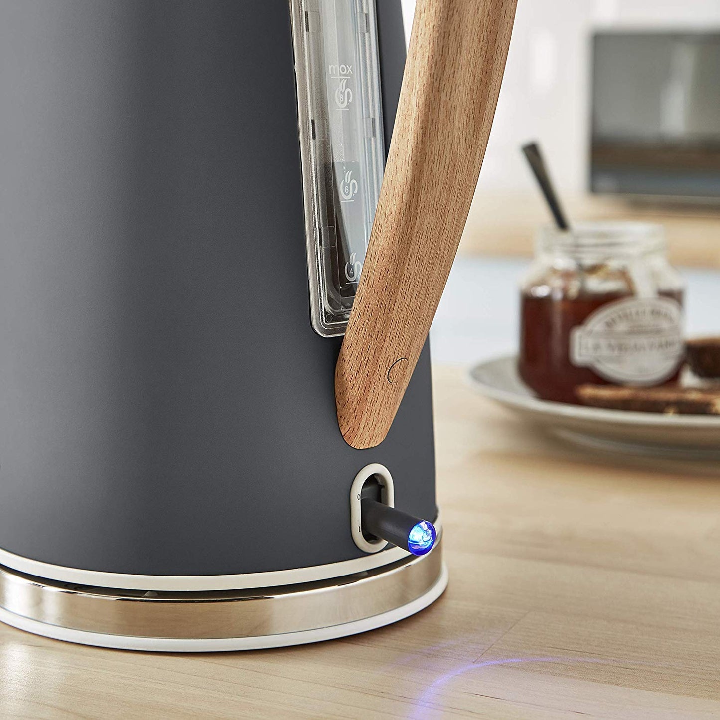 Swan SK14610GRYN Nordic Jug Kettle, Wood Effect, Soft Touch, 1.7L 3KW, Matte Slate Grey
