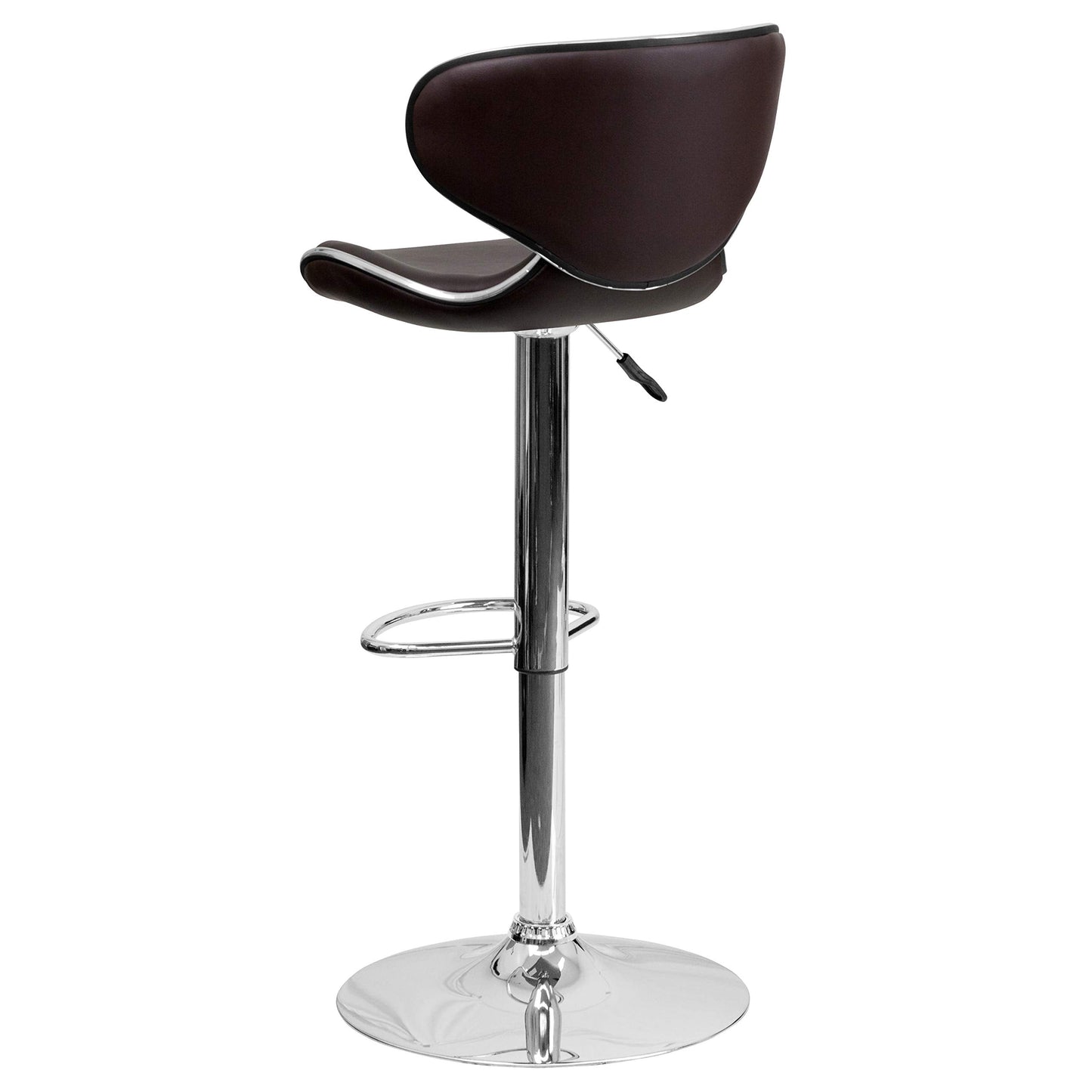 Flash Furniture Aidan 2 Pack Contemporary Cozy Mid-Back Brown Vinyl Adjustable Height Barstool with Chrome Base