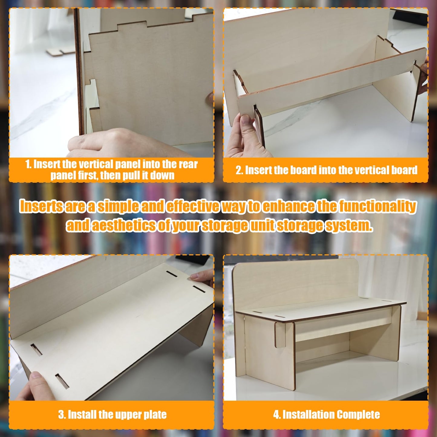 SUNUCO Paperback Book Riser insert compatible with Ikea Kallax Storage Unit, Inserts Shelves for Improved Book Organization (1Pcs)