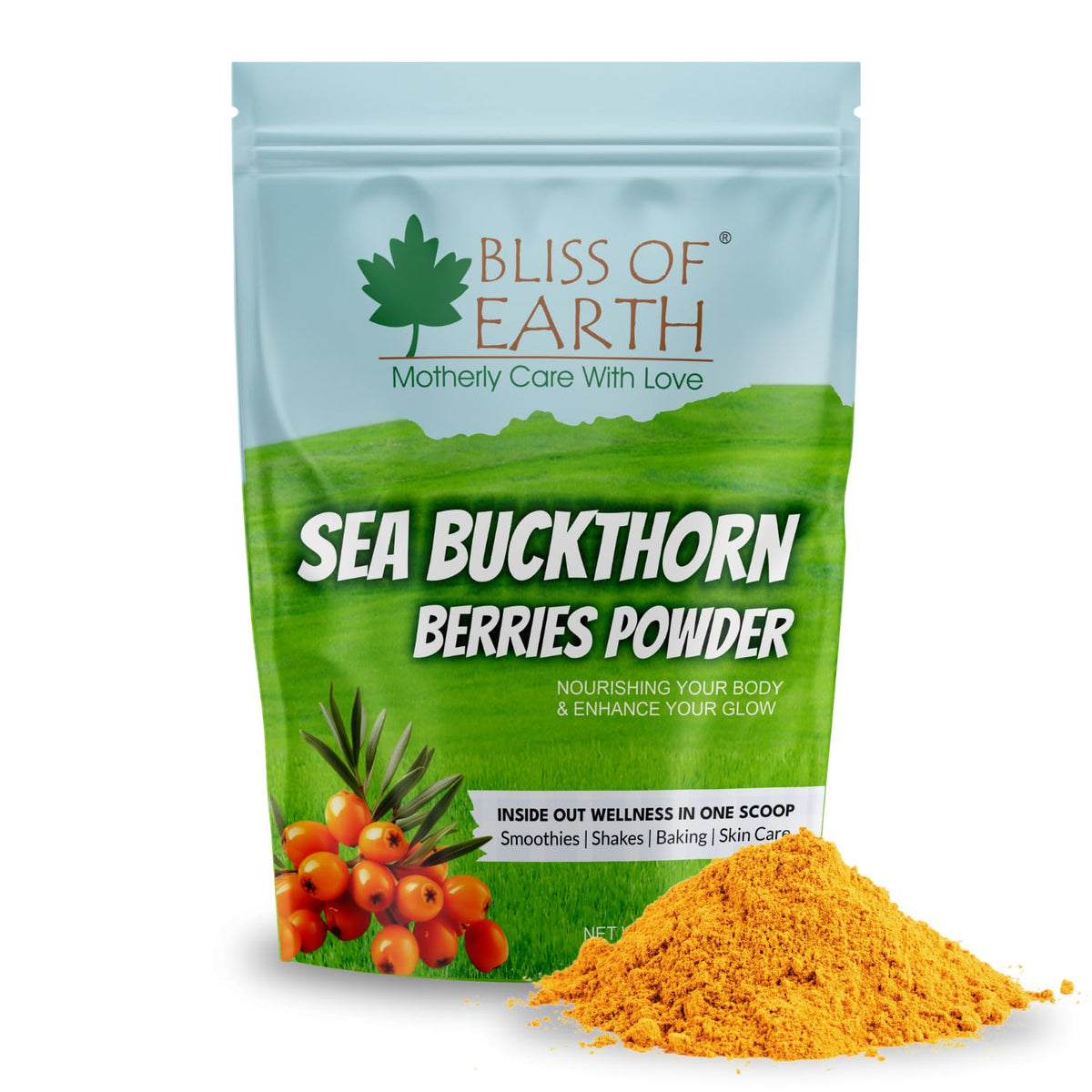 Bliss of Earth Sea Buckthorn Powder ? Himalayan Sea Buckthorn Berries Powder from Whole Seabuckthorn Berry, Easy to Mix in Drinks, Smoothies, Meals ?