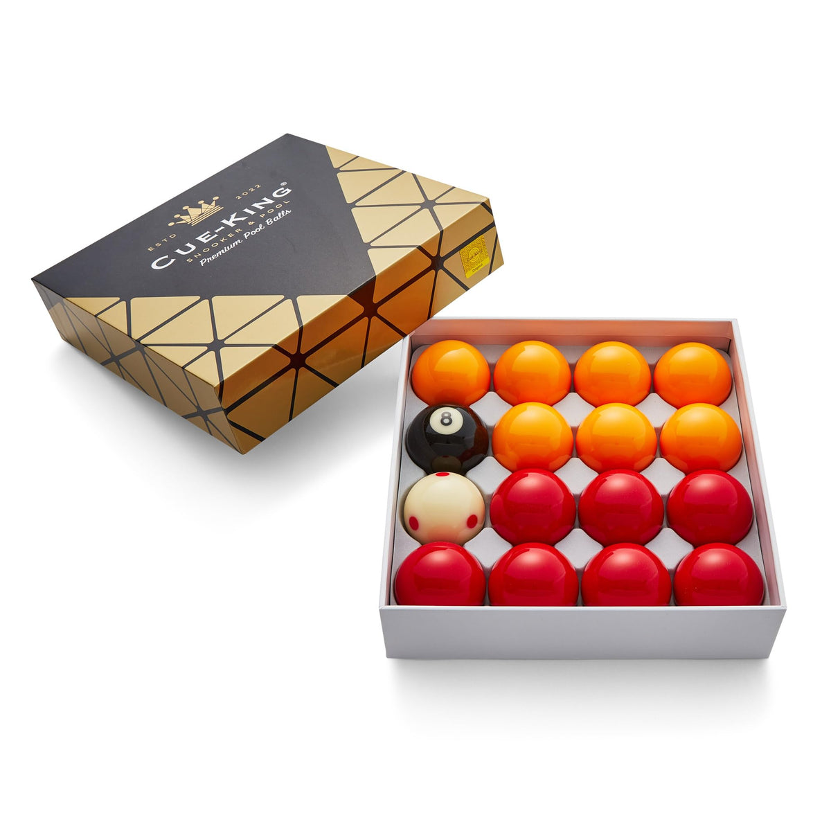 Cue-King Premium Pool Balls Complete Set Grade AA - 2" 16 Ball Set for Pool Table, Red and Yellow, Premium Quality