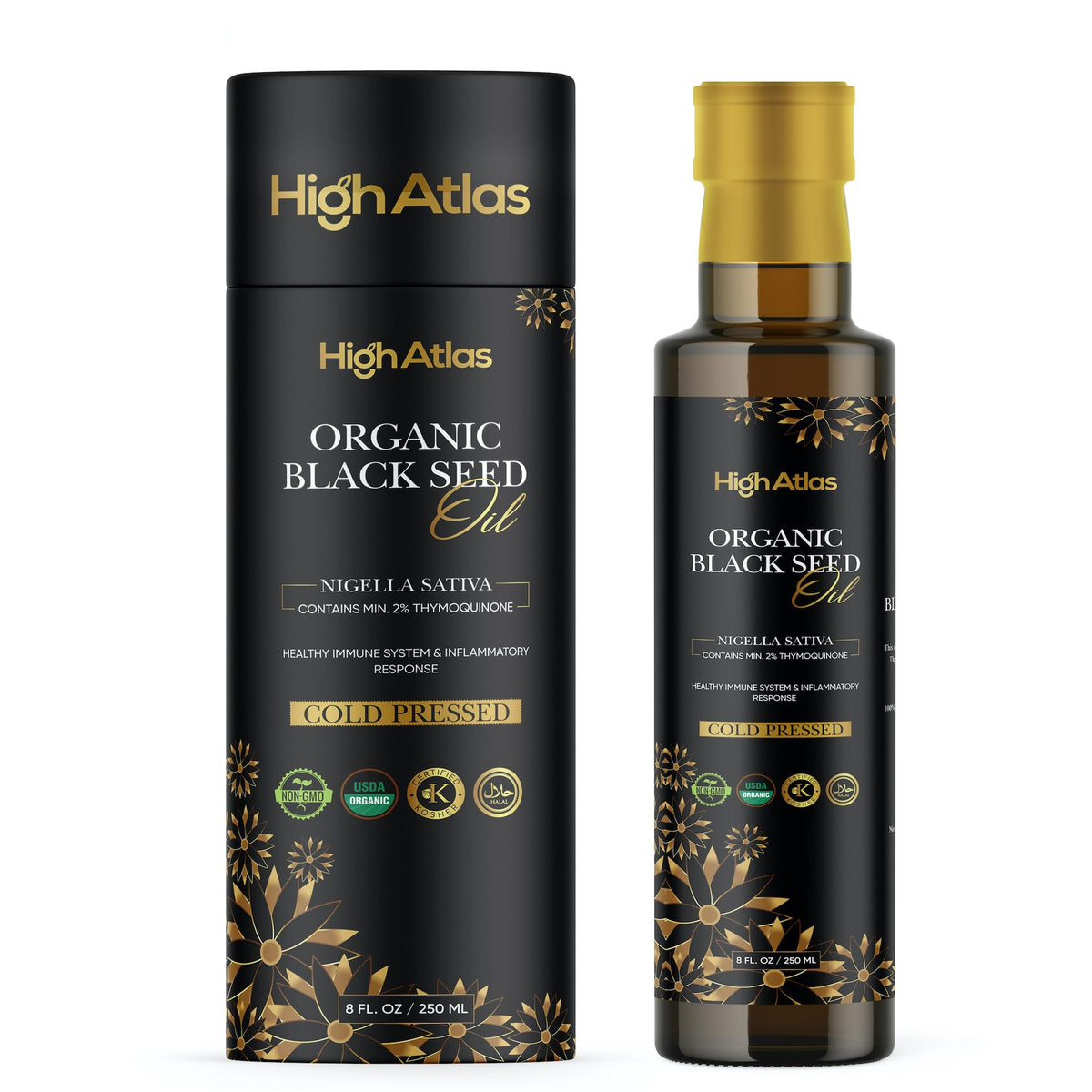 Black Seed Oil, 250ML Cold Pressed Organic, Nigella Sativa Black Cumin Seed Oil with High Thymoquinone, Omega Rich for Hair, Skin, Joints, Immunity ?