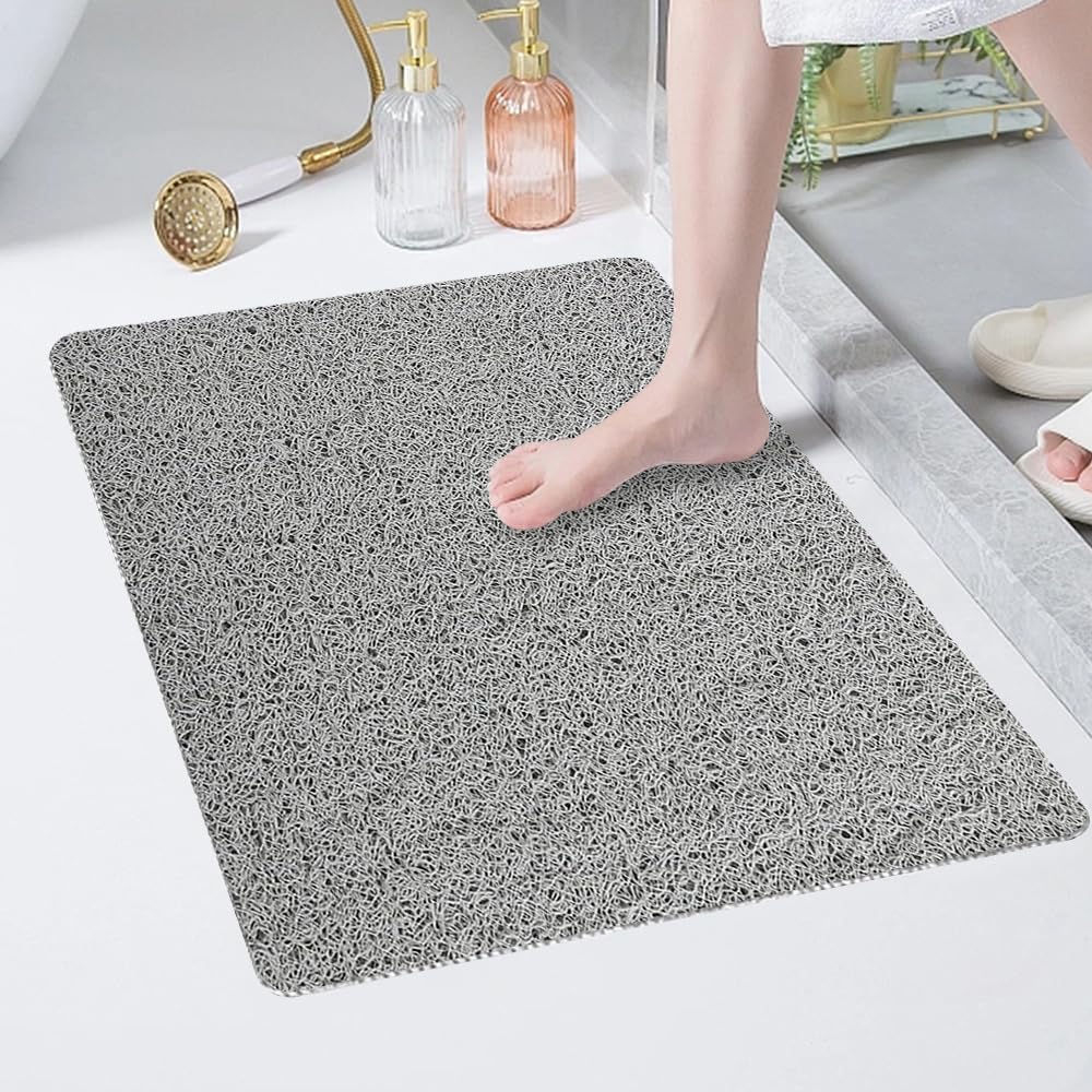 Shower Mat Non Slip 60x80cm, Soft Comfort Bath Mat with Drain Holes, PVC Loofah Massage Safety Non Slip Bath Mat for Shower in Wet Areas, Quick-dryin