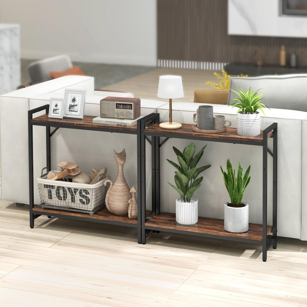 Livofloral Narrow Console Table, Small Entryway Table with 2 Support Bar, Thin Sofa Tables, Small Couch Table, Side Tables for Living Room, Hallway