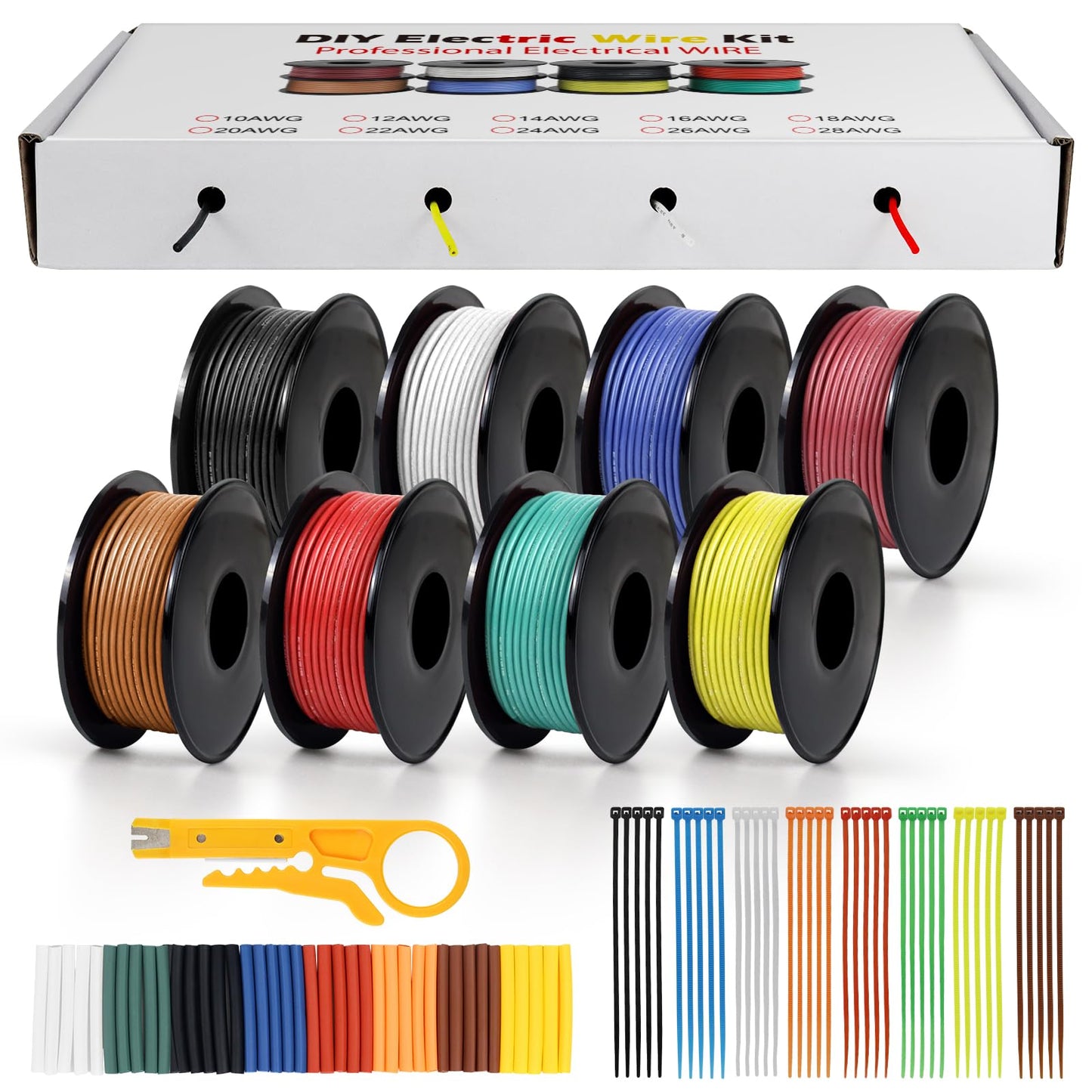 18 AWG 0.75mm? Silicone Electrical Wire Set in 8 Colors, 5m/16.4ft per Roll, 18 Gauge Stranded Wire Spool, Flexible Tinned Copper Cable for DIY,