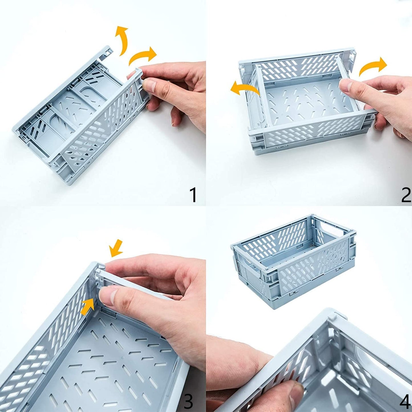 Tianlong 4pcs Mini Foldable Desk Crates Storage Box, Plastic Stackable Table Basket Organizer, Mini Storage Baskets