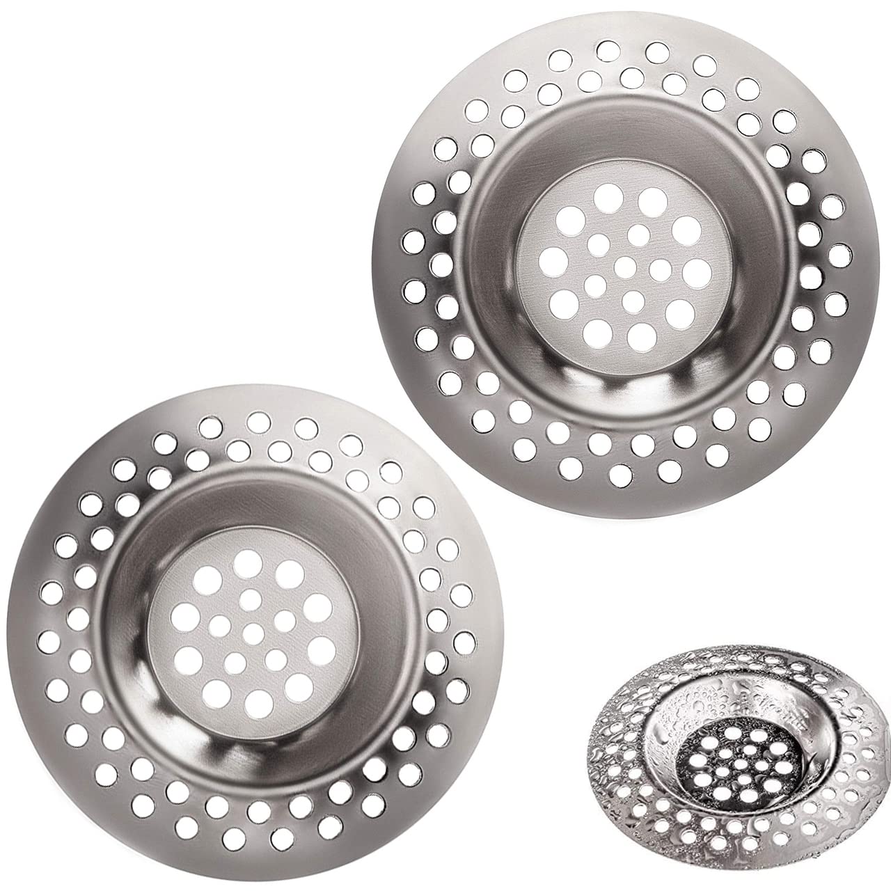 (Set of 2) Tomario Stainless Steel Kitchen Sink Strainer Plug, Standard Strainer Drain Protector for Bathroom/Kitchen