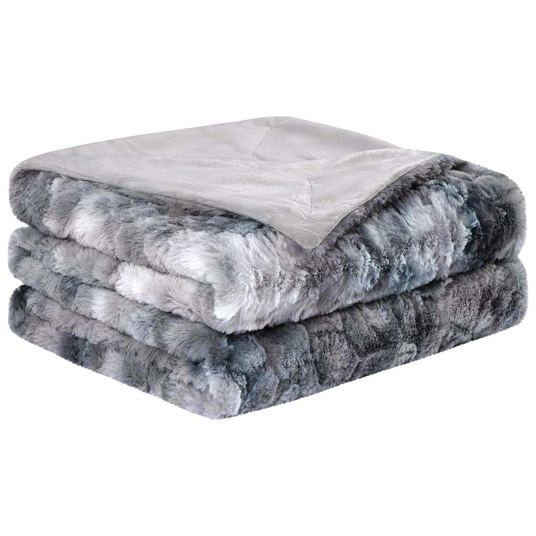 PiccoCasa Soft Faux Fur Blanket Twin Size - Reversible Tie-dye Luxury Shaggy Throw Blanket for Sofa, Couch and Bed - Plush Fluffy Fleece Blankets As