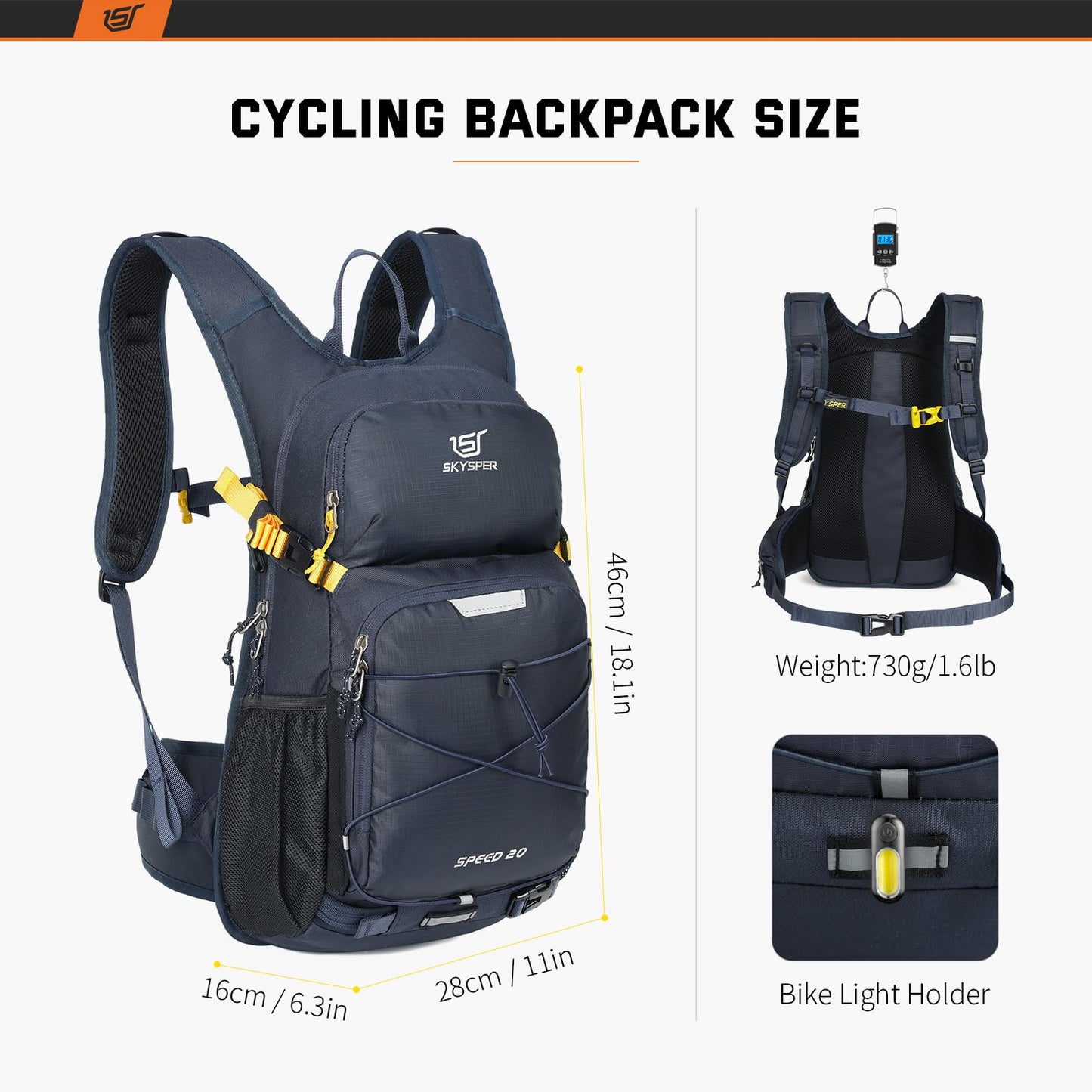 SKYSPER Cycling Backpack 20L Lightweight Bike Backpack for Men Women Running Rucksack for Biking Hiking Climbing(Navyblue)