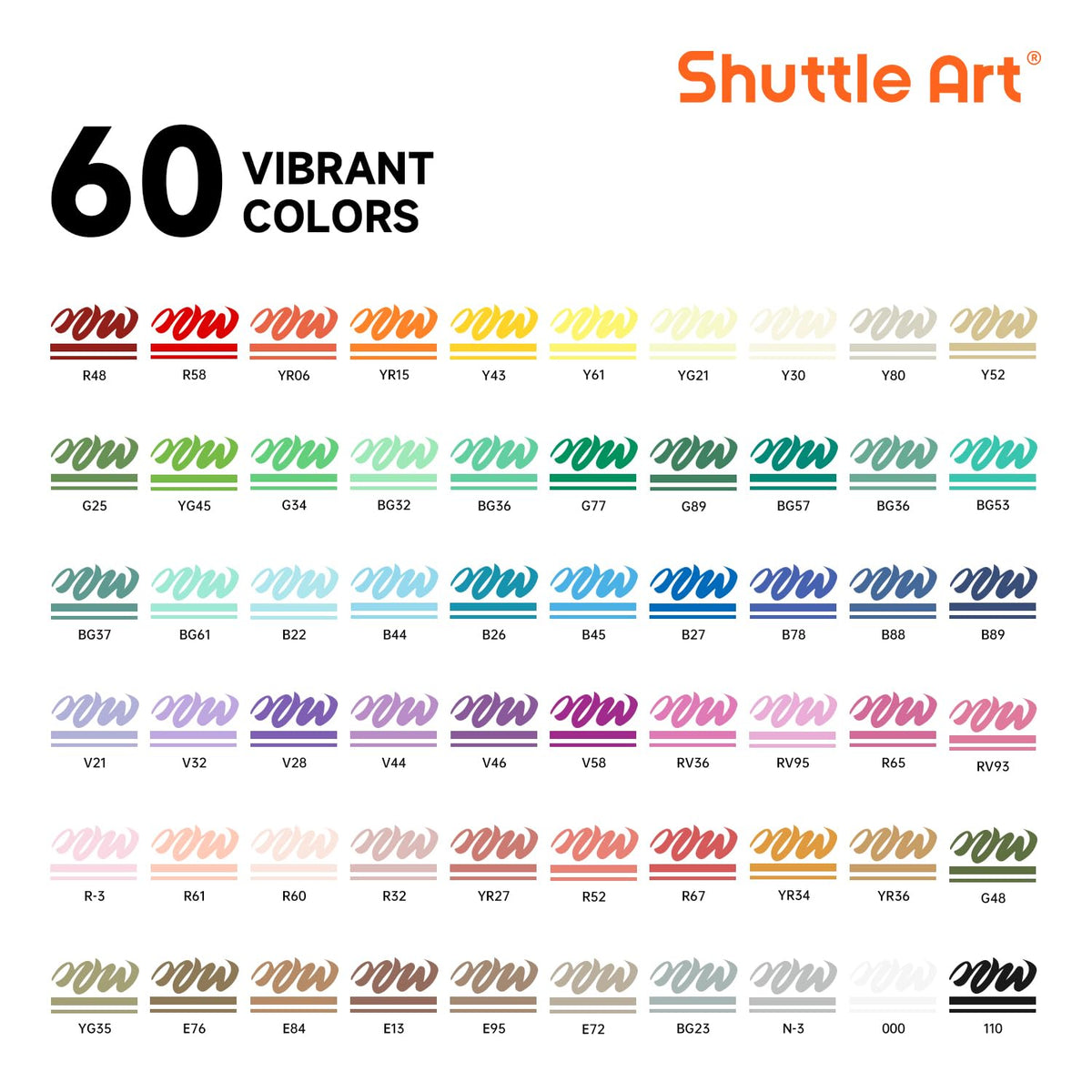 Shuttle Art Automatic Ink Control Acrylic Paint Pens, 60 Colours Brush Tip Paint Marker Pens, Paint Pen for Rock Painting Ceramic, Wood, Fabric,