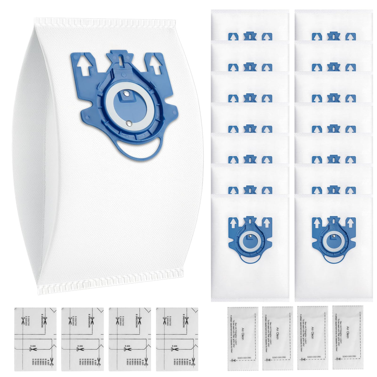 14 Pack 3D Airclean GN Vacuum Bags Compatible with Miele Hoover Classic C1, Complete C1, C2, C3, S400i S600 S2 S5 S8 Series, with 4 MP Filters, 4 AC