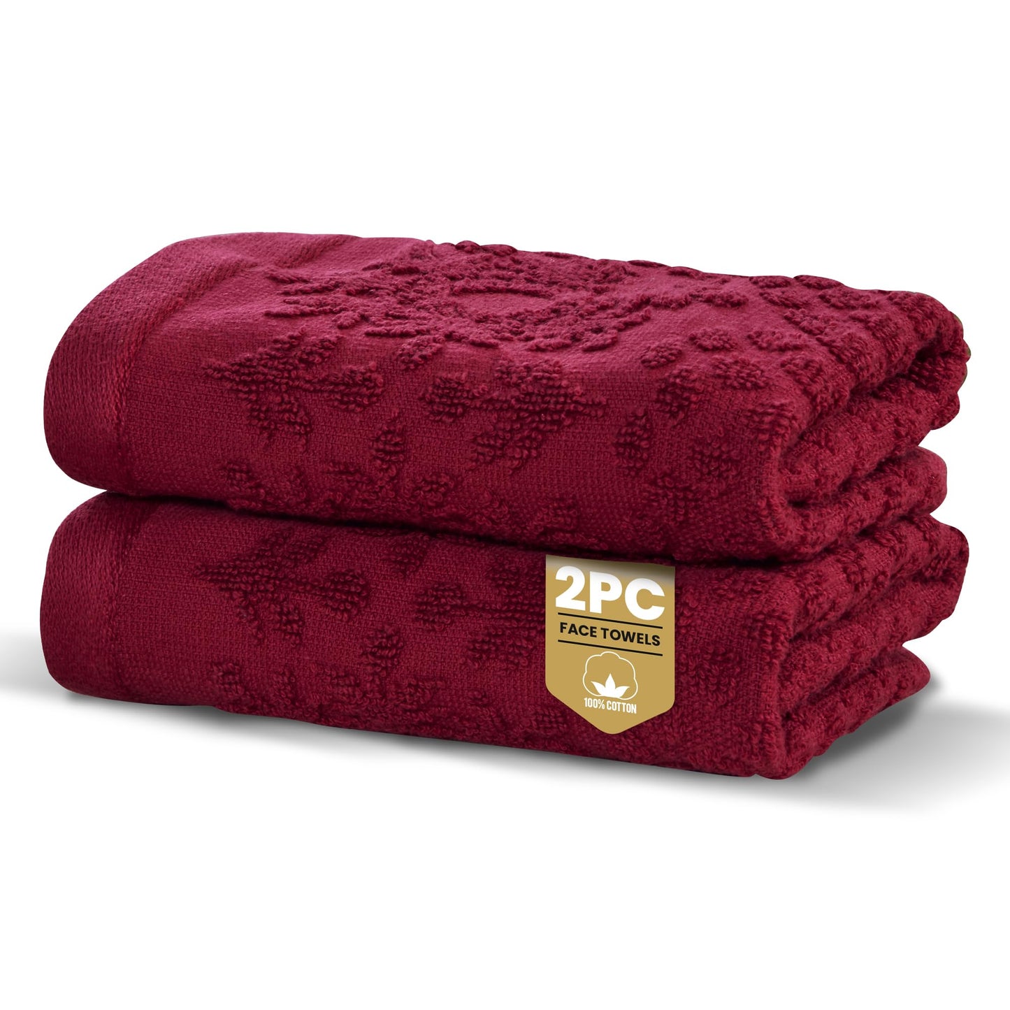 Rapport Home Versailles Jacquard Face Towels 2-Pack – Luxurious 100% Cotton 500gsm Soft Absorbent Face Cloths