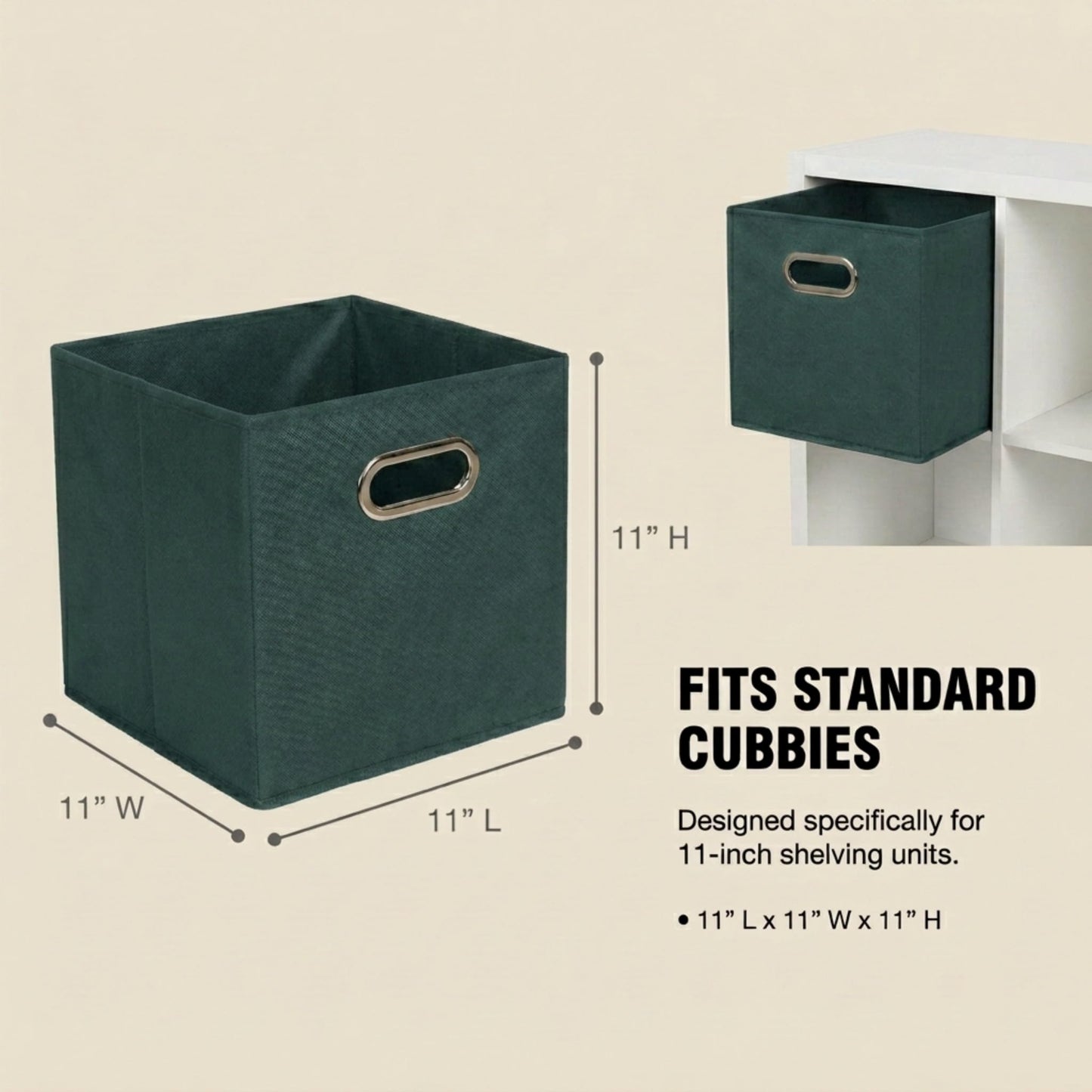 Household Essentials Fabric Storage Cube Bins, 6 Piece Set, Strong Poly-Woven Fabric, Chipboard Sides, Grommet Front Handle, Stackable and Foldable