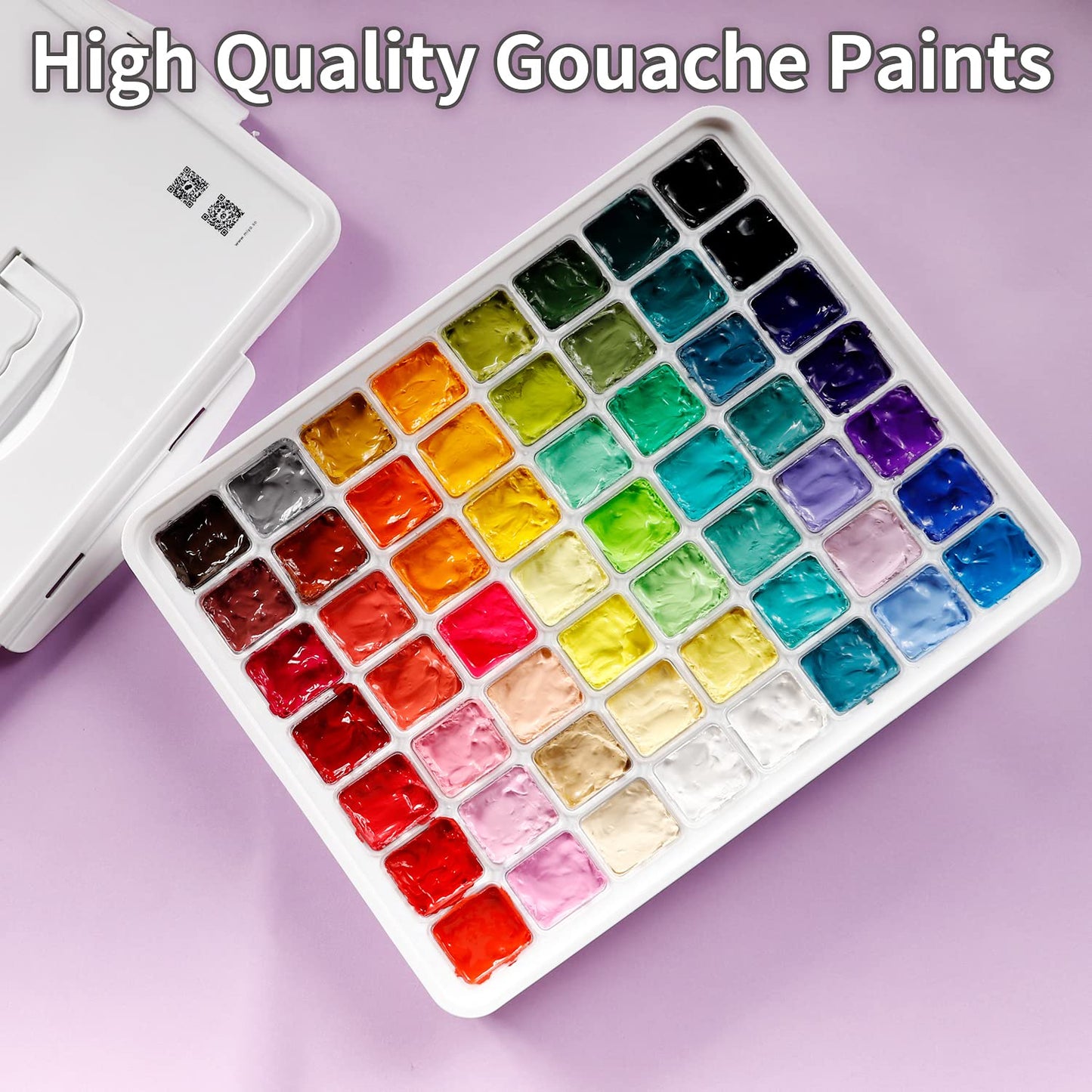 HIMI Gouache Paint Set, 56 Colours x 30ml/1oz with a Portable Carrying Case, Unique Jelly Cup Design, Non-Toxic, Guache Paint for Canvas Watercolor