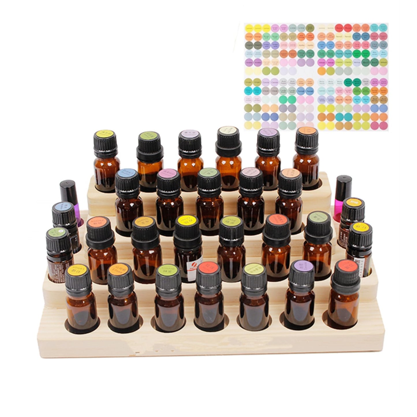 RoseFlower Wooden Essential Oil Storage Box Presentation Display Rack Stand Holder, Holds 30 Bottles